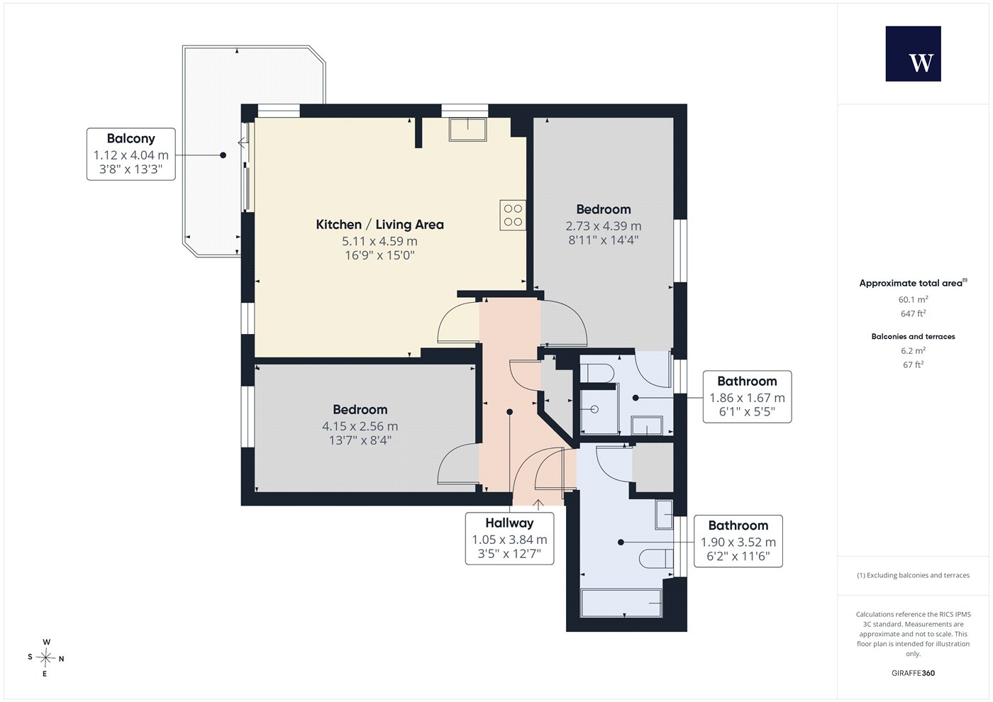 Flat 3, Shenley House, 61, Curtis Field Road, London floorplan