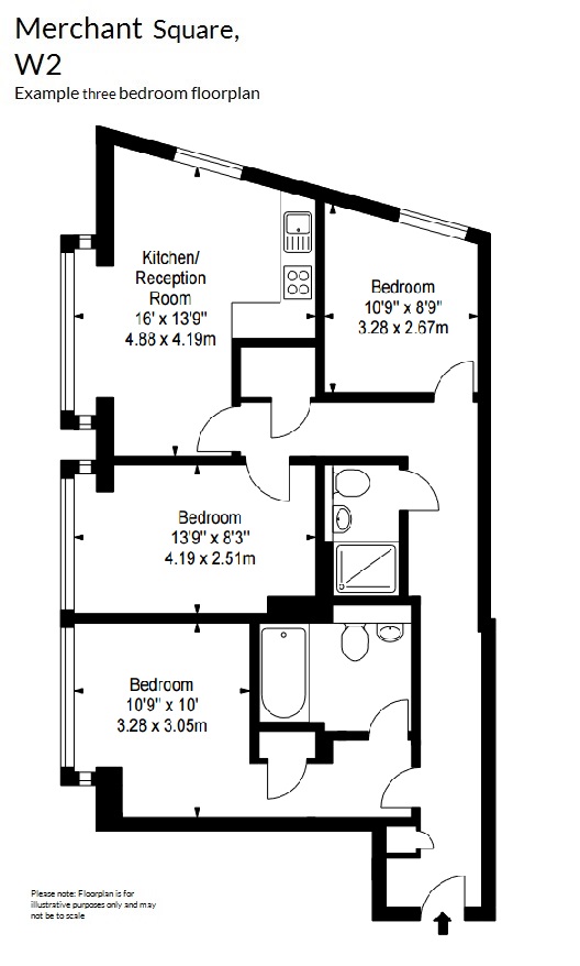3 Bedrooms Flat to rent in Merchant Square East, London W2