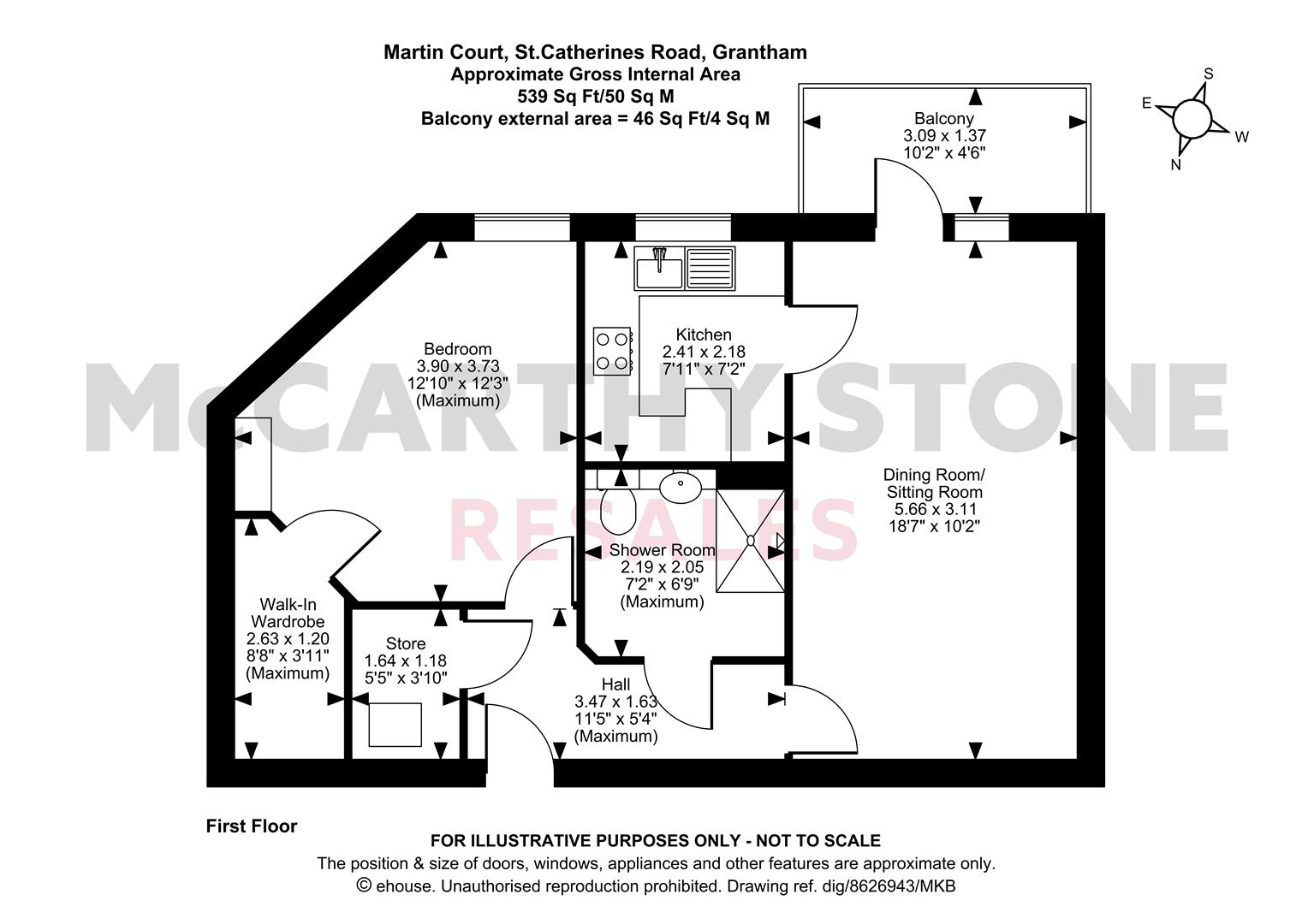 5 Martin Court, St. Catherines Road, Grantham floorplan