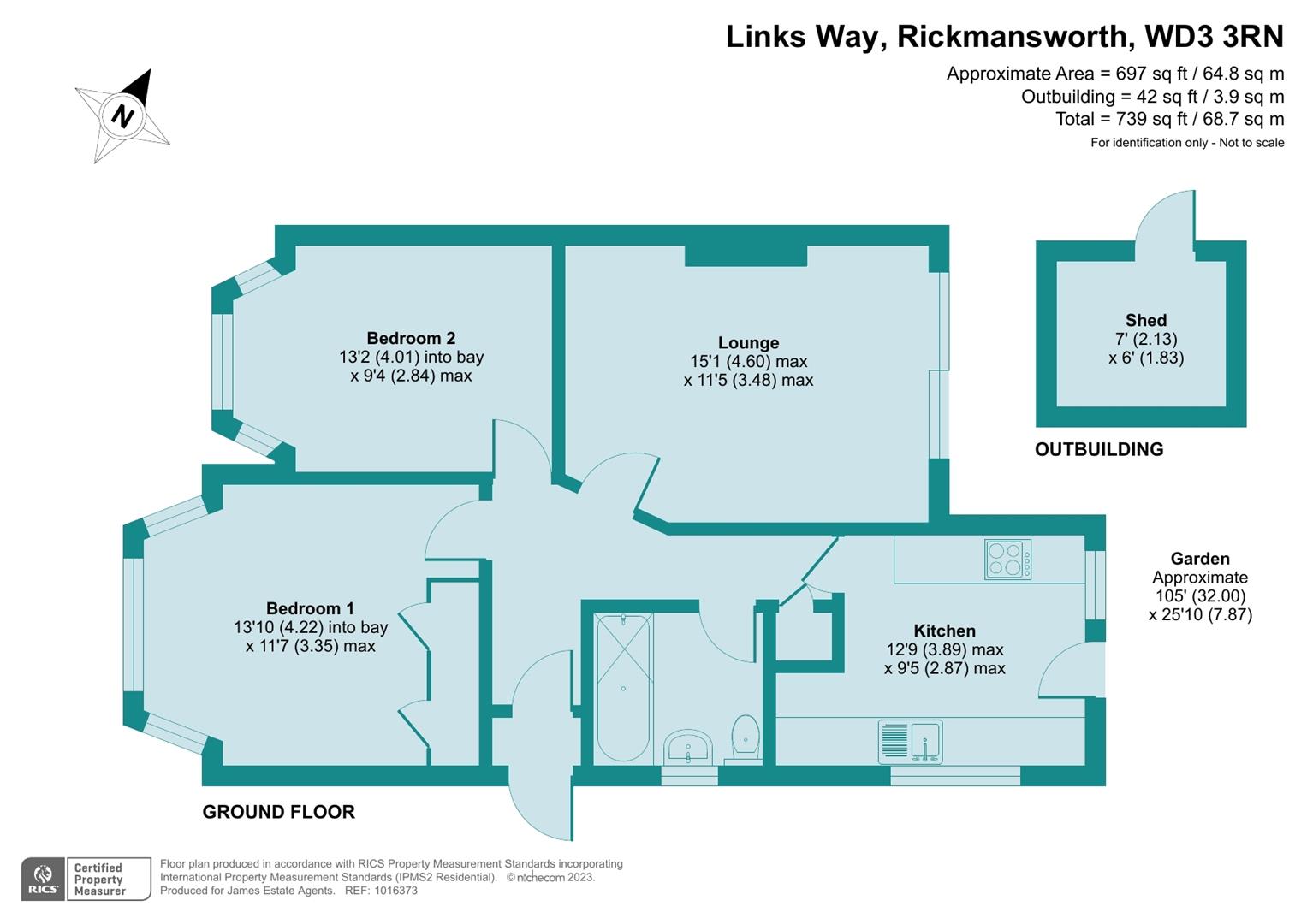 Links Way, Croxley Green, Rickmansworth WD3, 2 bedroom semidetached