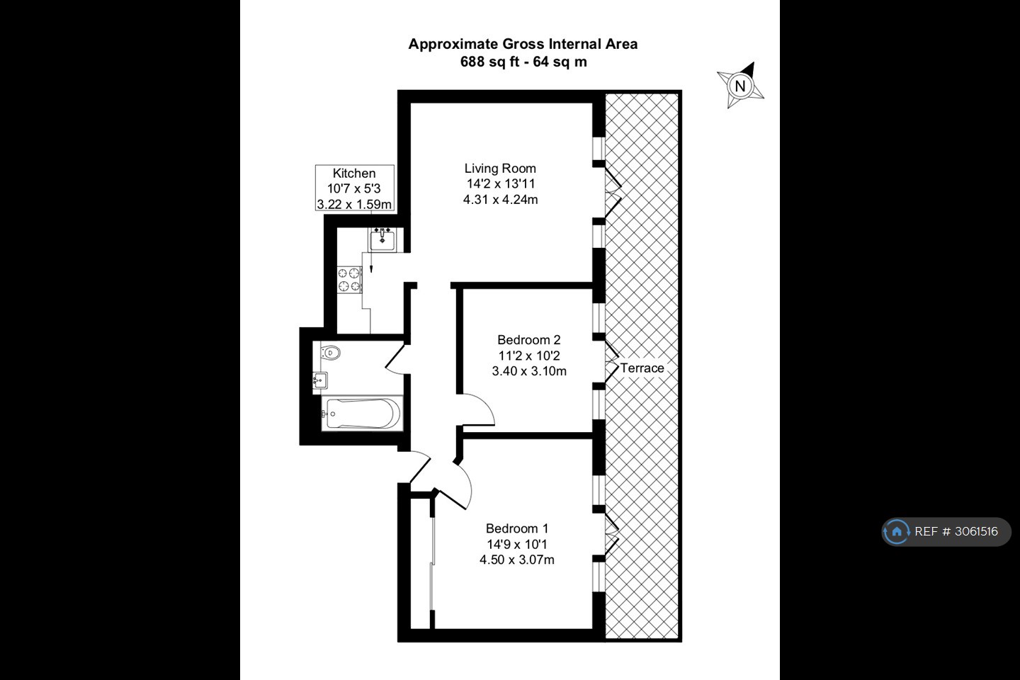 Flat, Cornell Building Coke Street, London floorplan