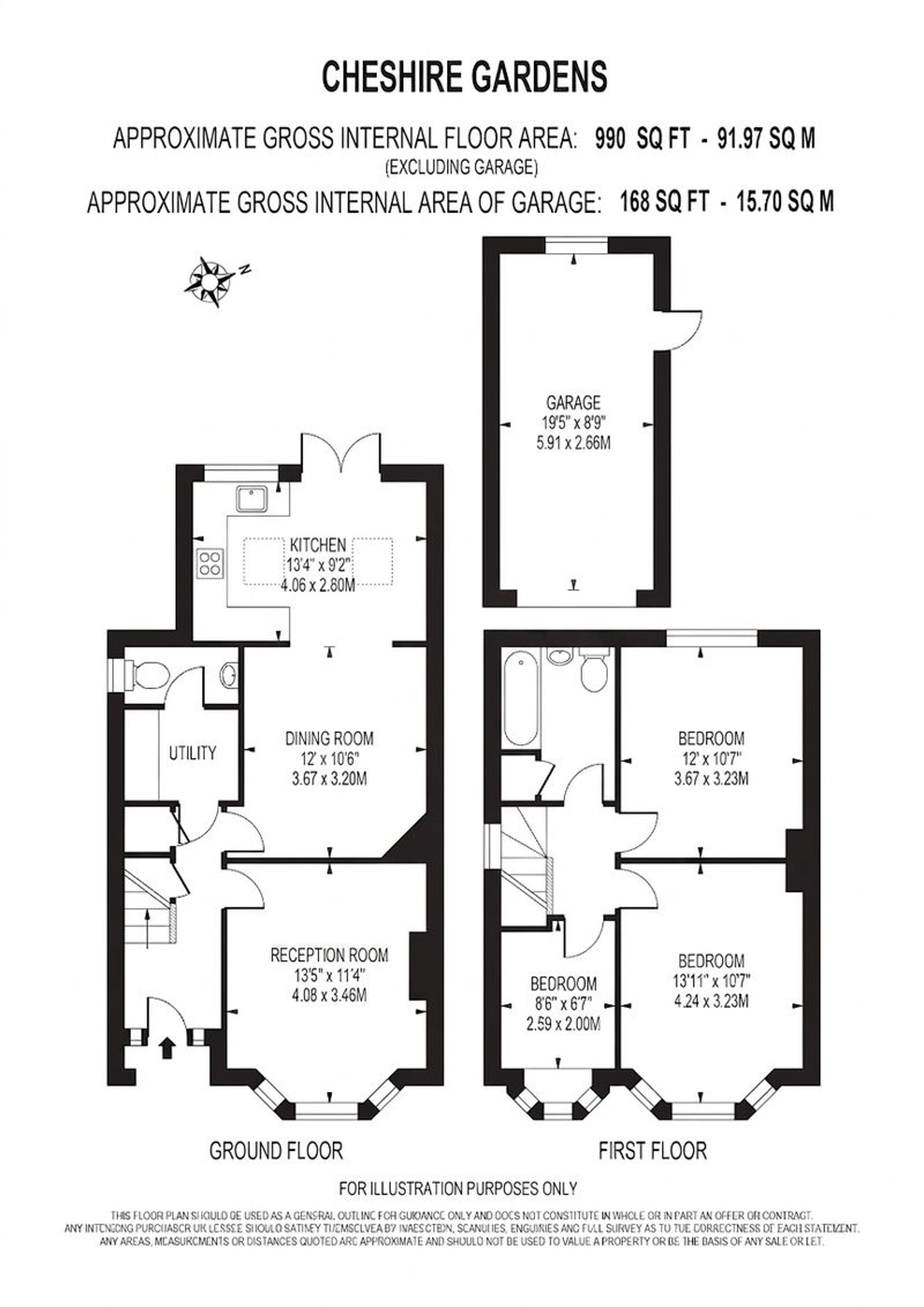 76 Cheshire Gardens, Chessington floorplan