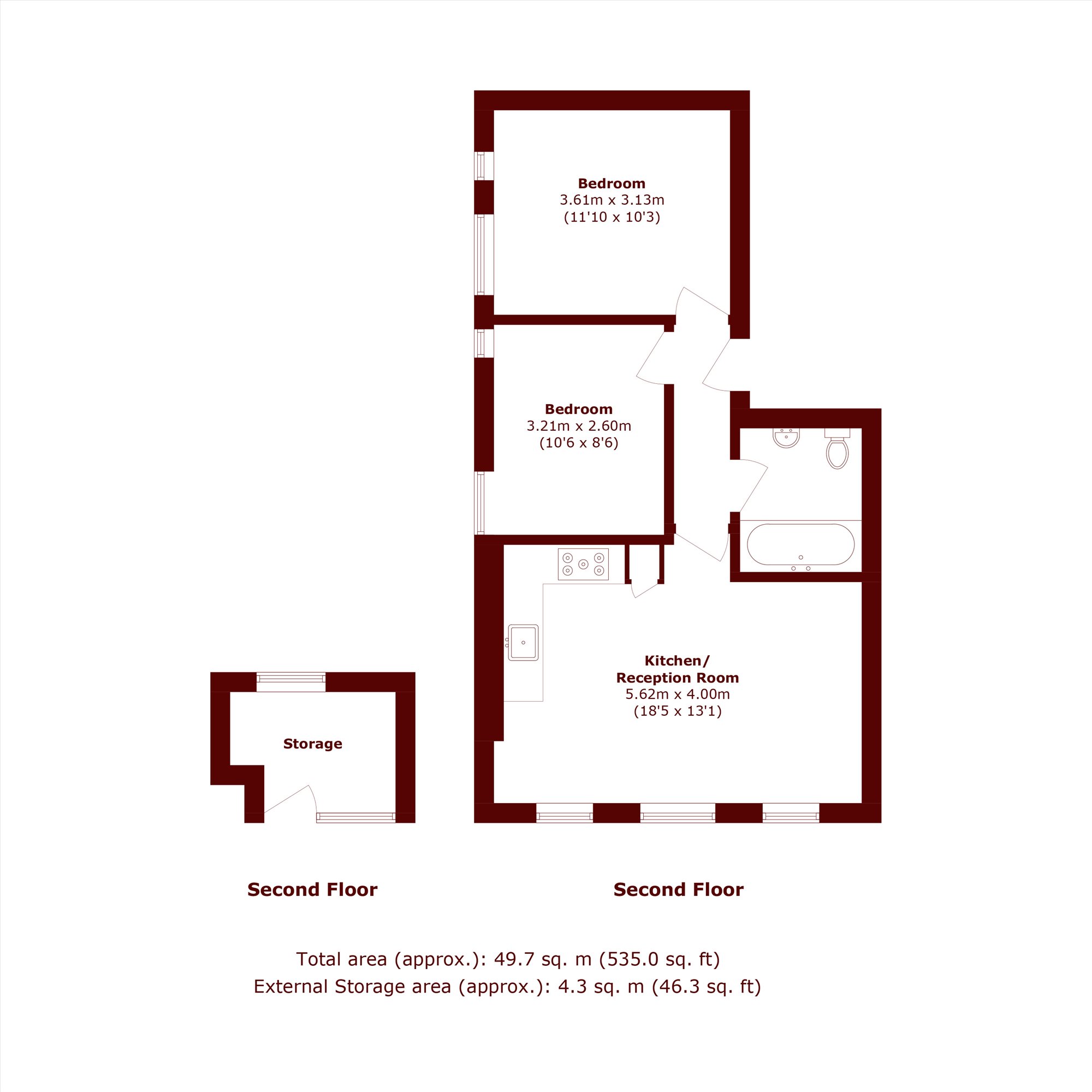 Flat 5, 49, Finborough Road, London floorplan