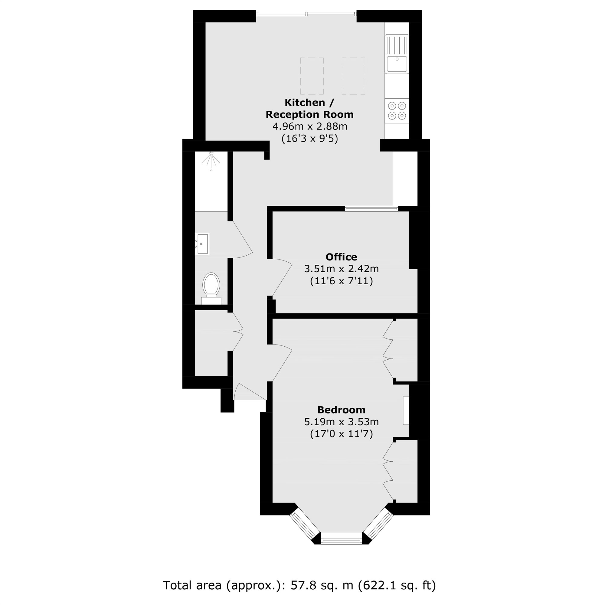 Flat A, 19, Kirchen Road, London floorplan