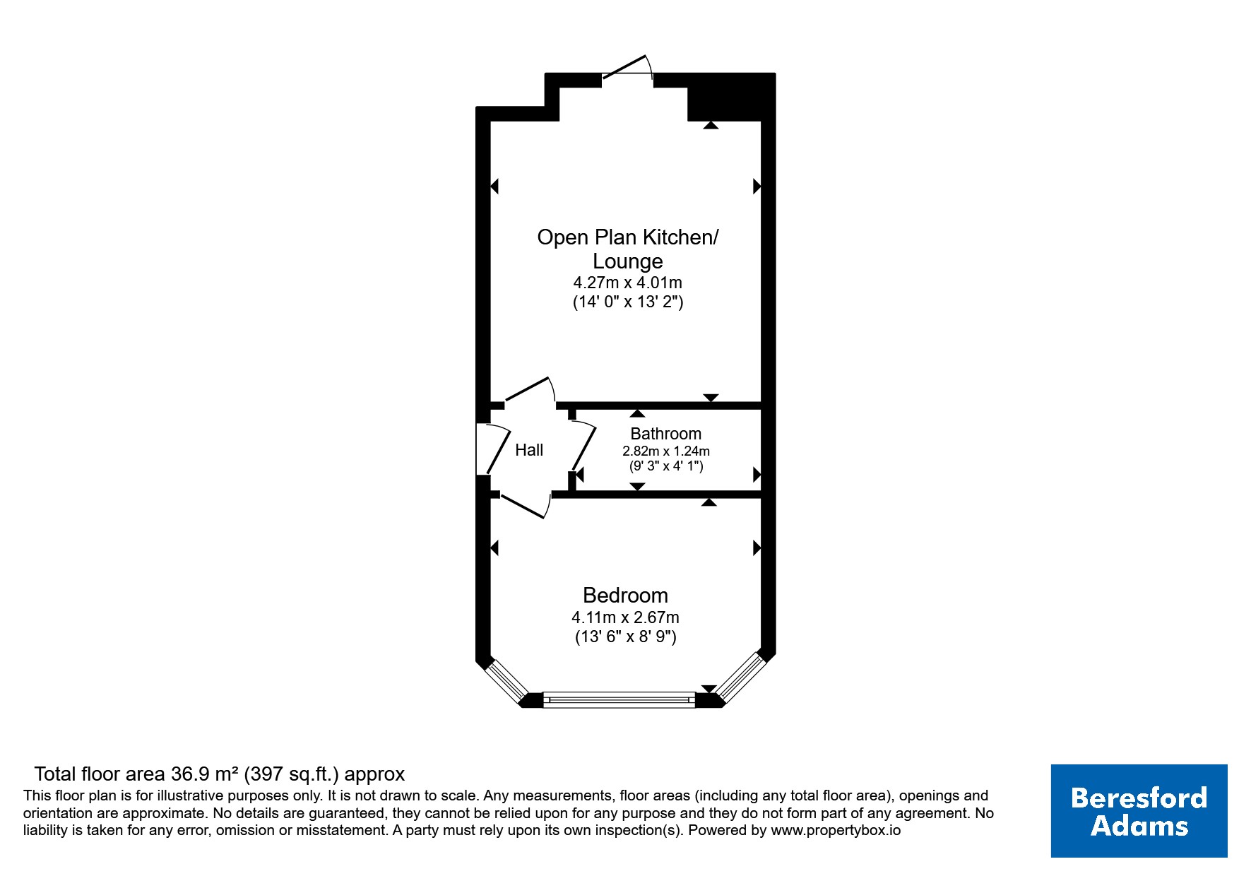 Flat 1, 12, Harcourt Road, Gwynedd floorplan
