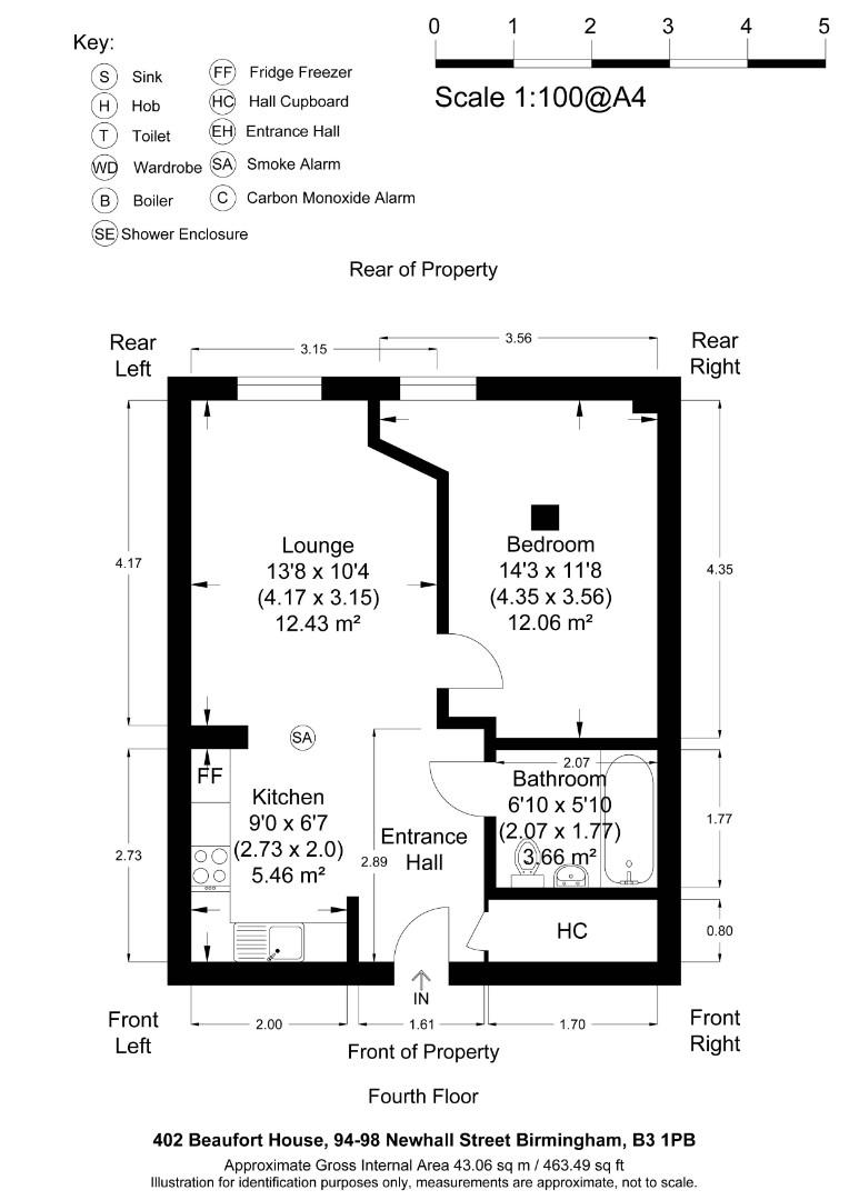 402, Beaufort House, Birmingham floorplan