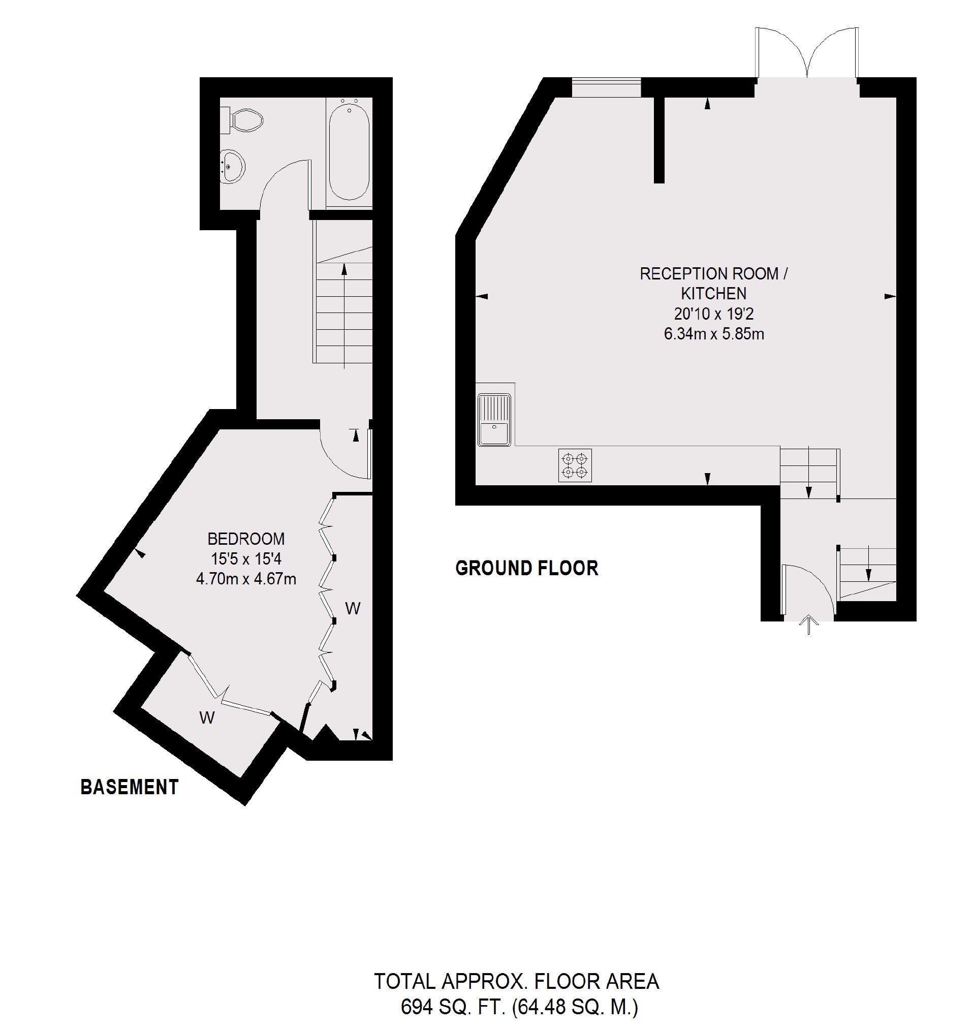Flat B, 72, Ravenslea Road, London floorplan