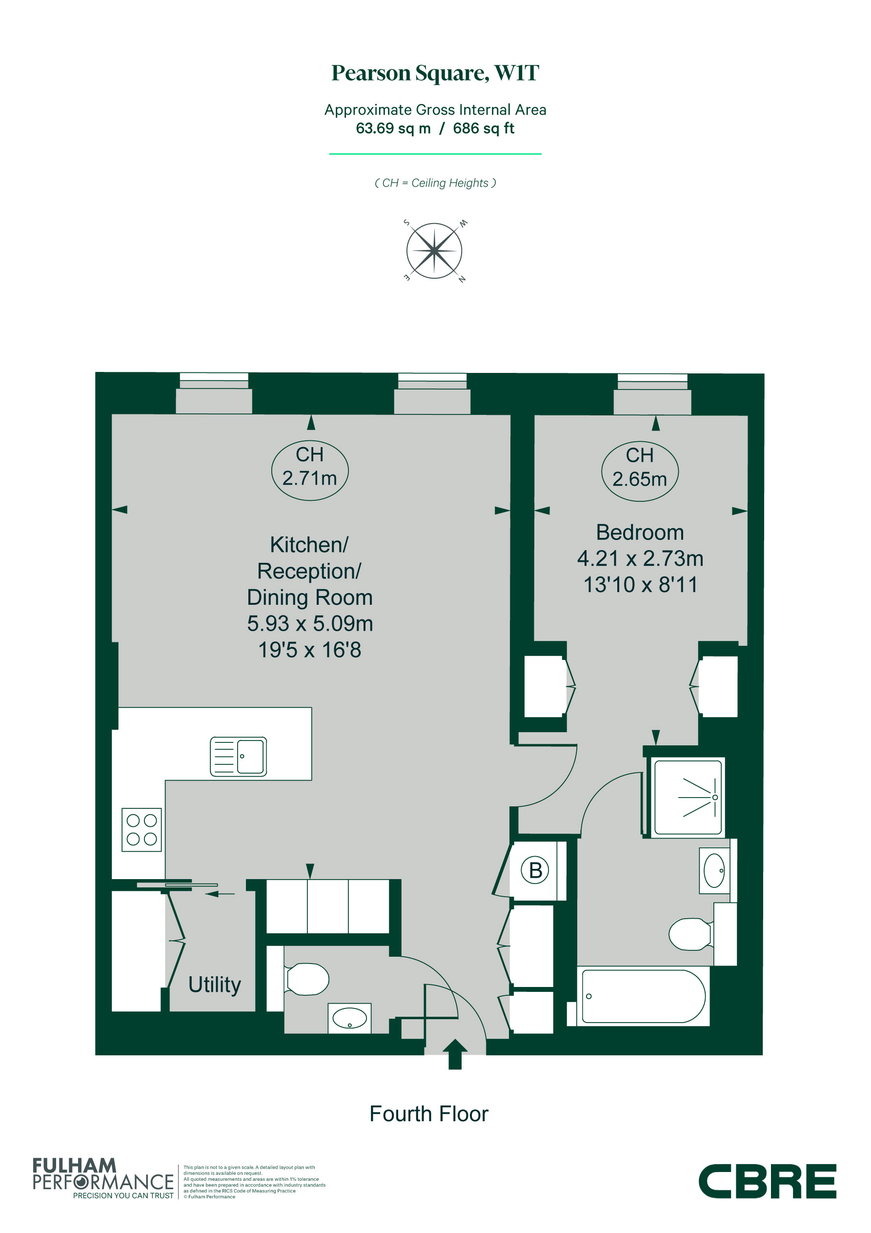 Apartment 402, 3, Pearson Square, Fitzrovia floorplan