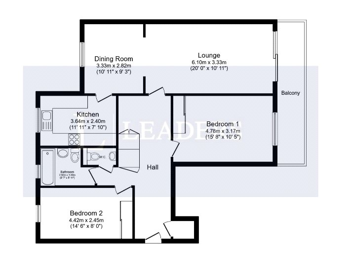 Flat 13 Avon House, 16A, West Cliff Road, Bournemouth floorplan