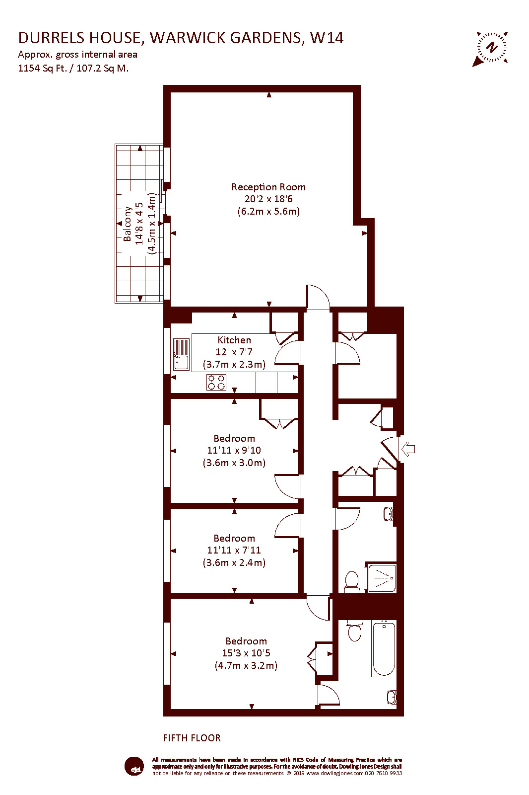 3 Bedrooms Flat for sale in Durrels House, 28-46 Warwick Gardens, London W14