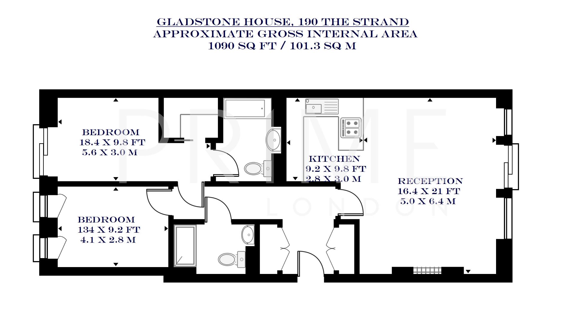 72, Gladstone House, 190 Strand floorplan