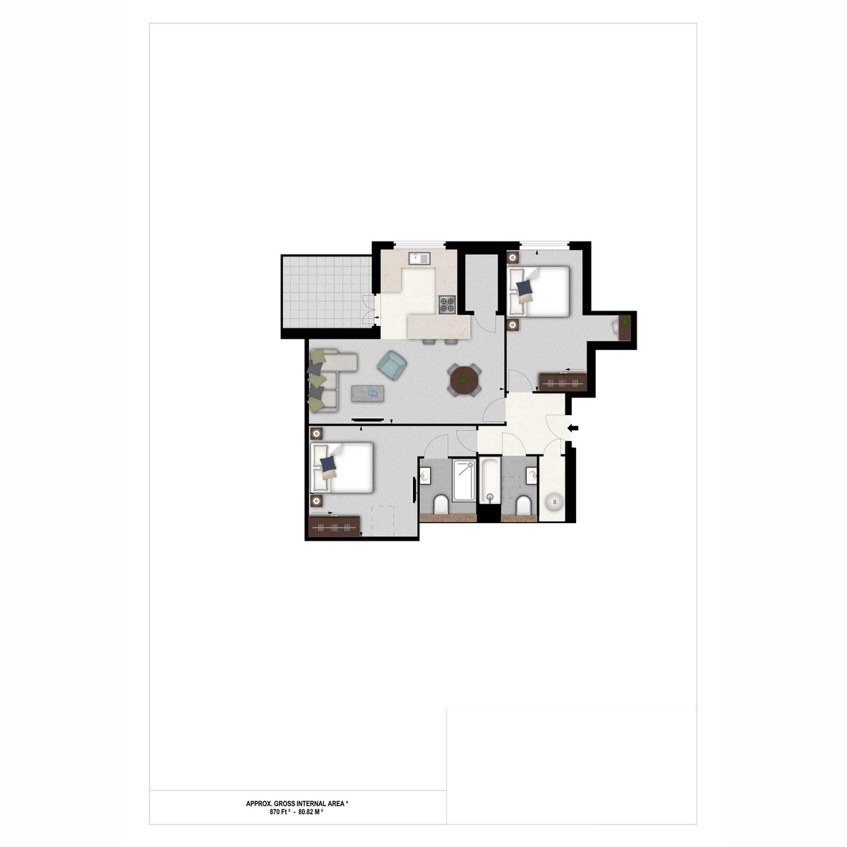 Flat Cambridge Penthouse, Palace Wharf, Rainville Road, London floorplan