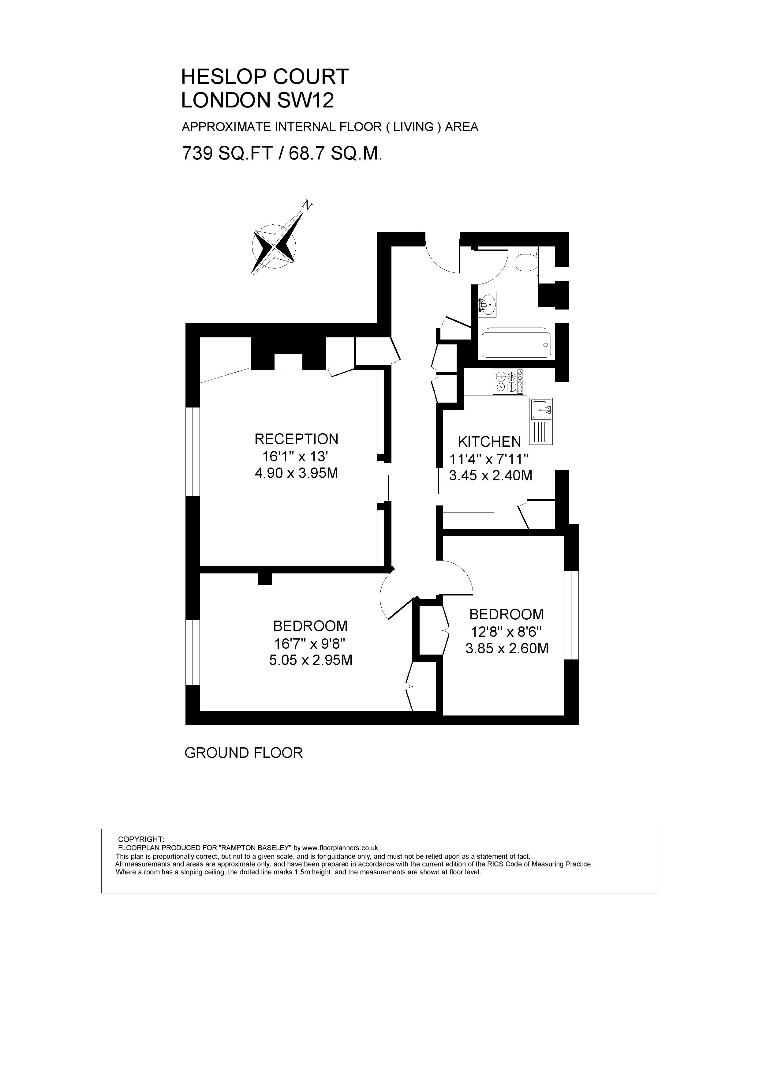 Flat 7, Heslop Court,, Boundaries Road, London floorplan