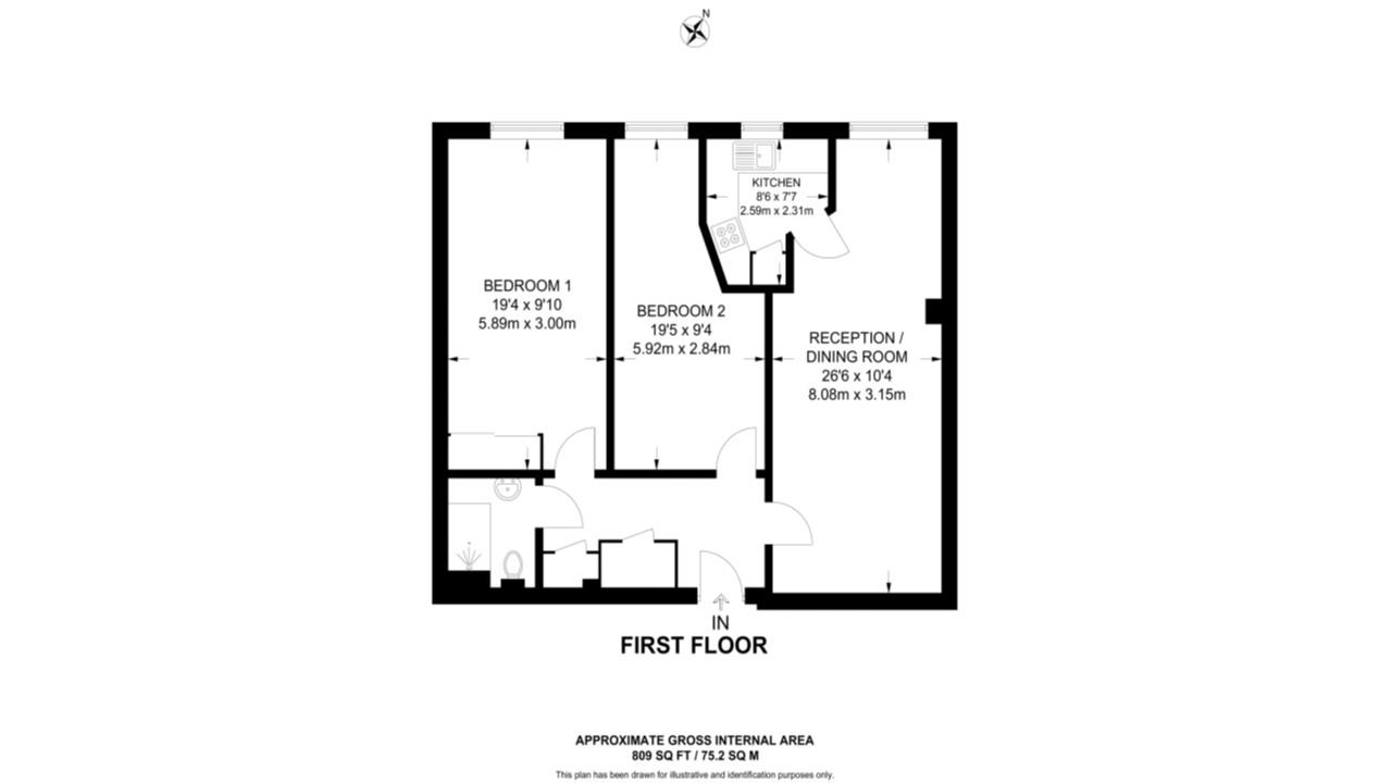 Flat 12 Hampton Lodge, 15, Cavendish Road, Sutton floorplan