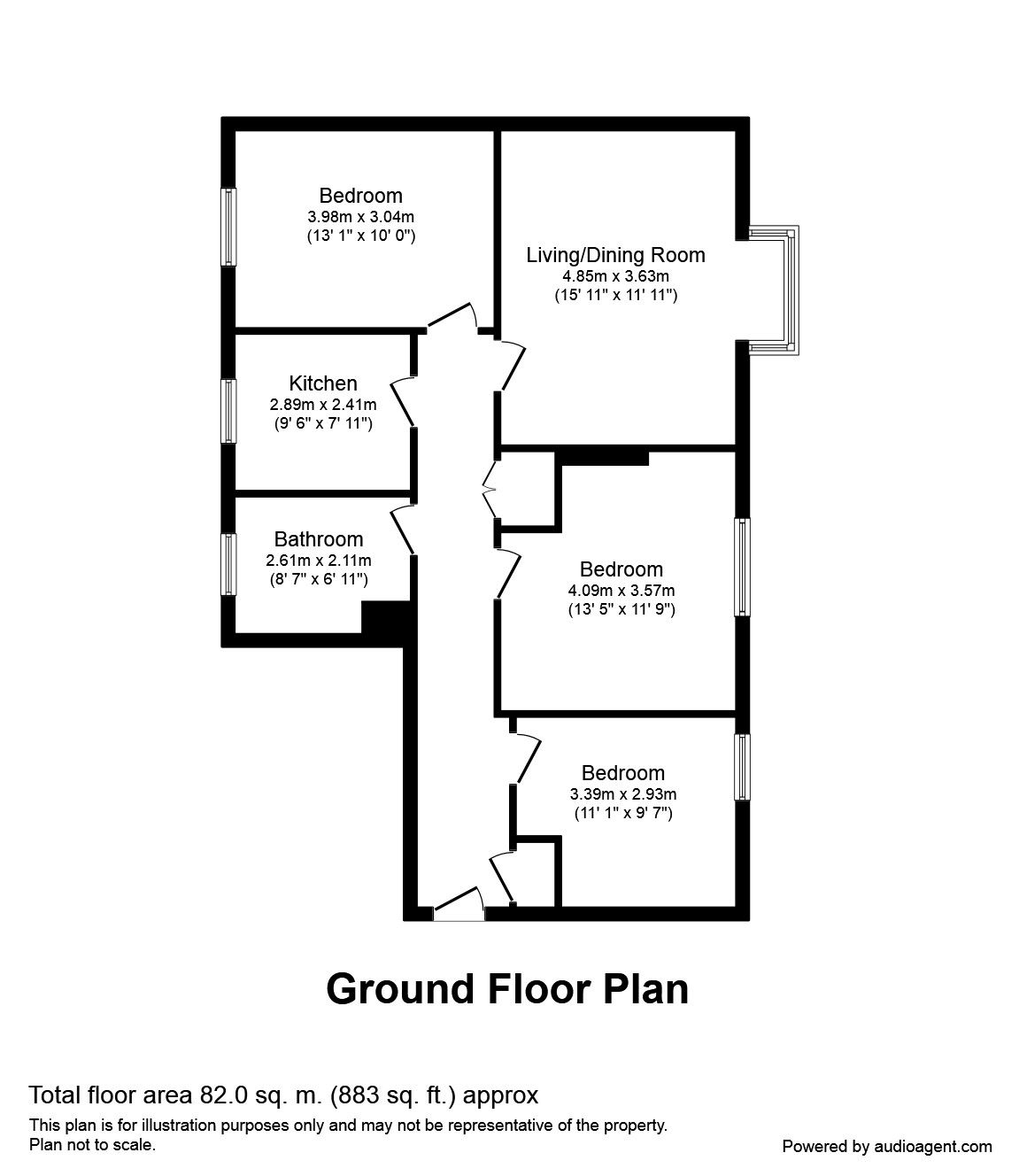 3 Bedrooms Flat to rent in Canterbury Gardens, Salford M5