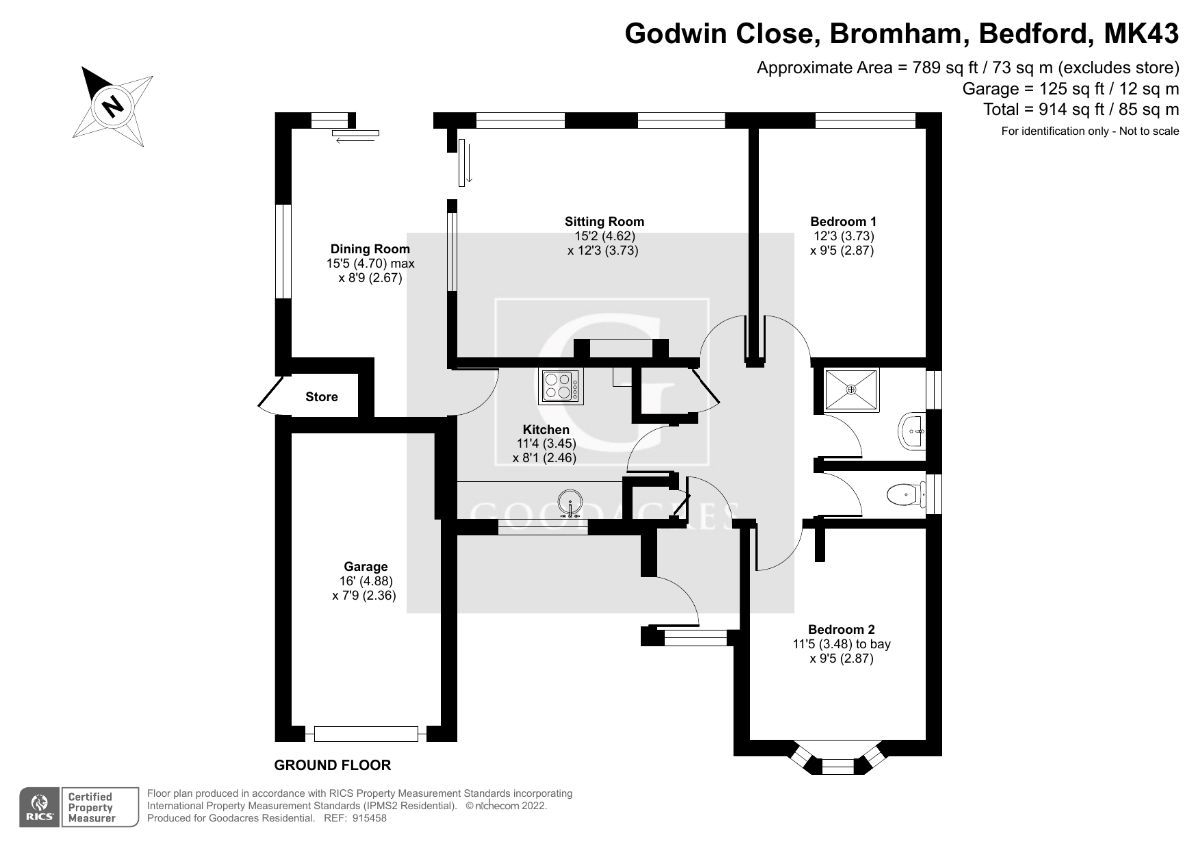 Godwin Close, Bromham, Bedford MK43, 2 bedroom detached bungalow for