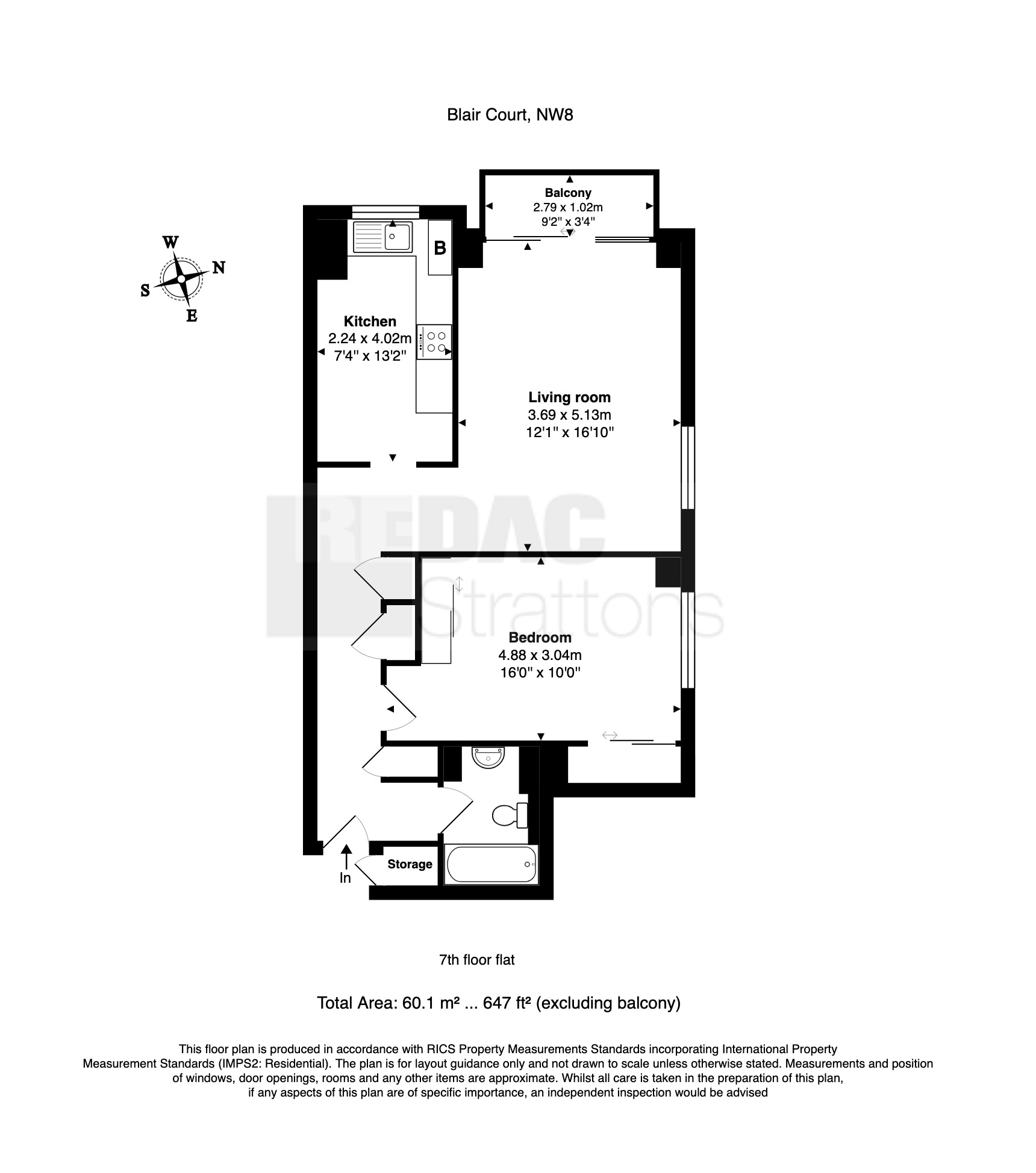 Flat 50 Blair Court, Boundary Road, London floorplan