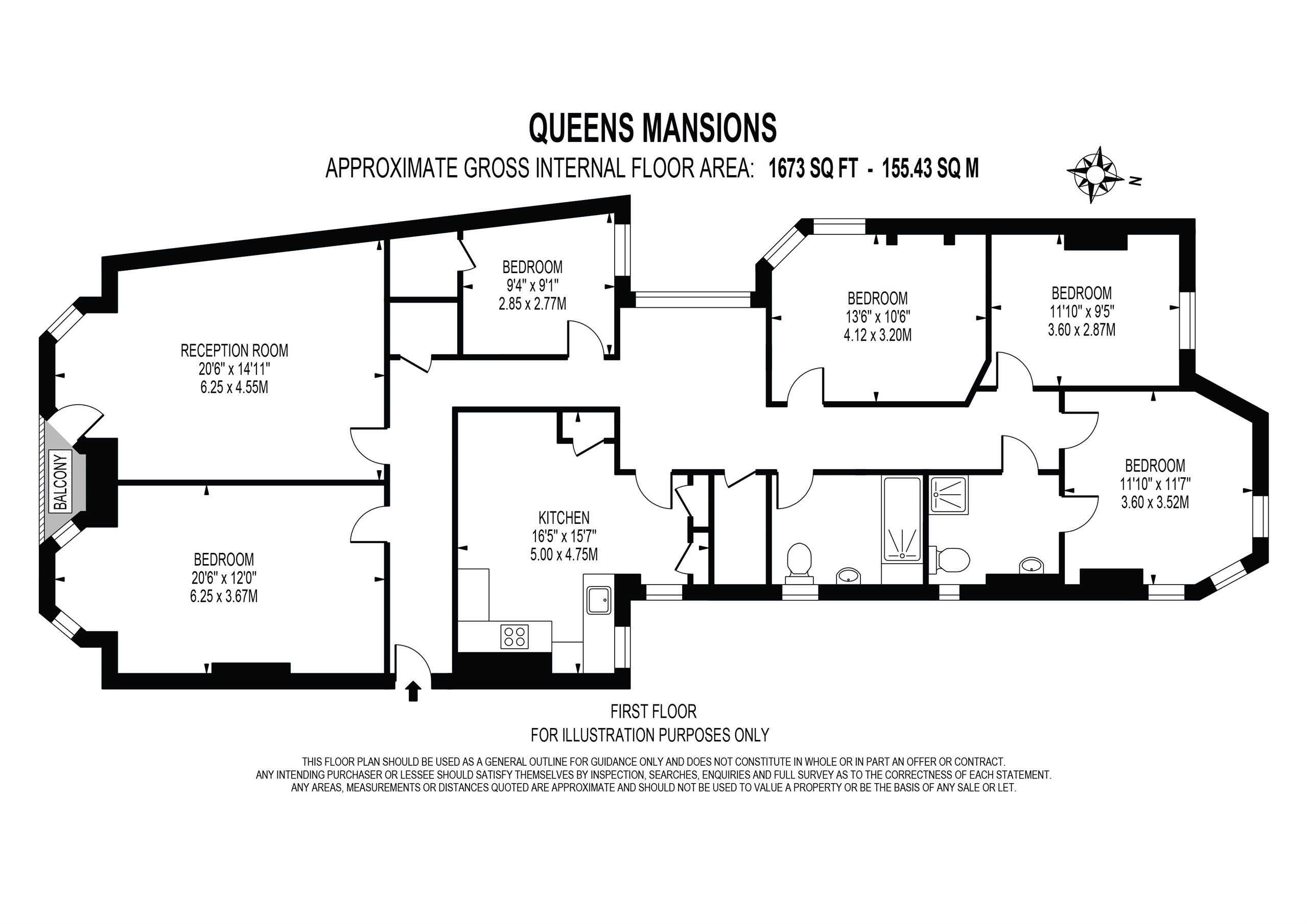 Flat 4, Queens Mansions, Brook Green, London floorplan