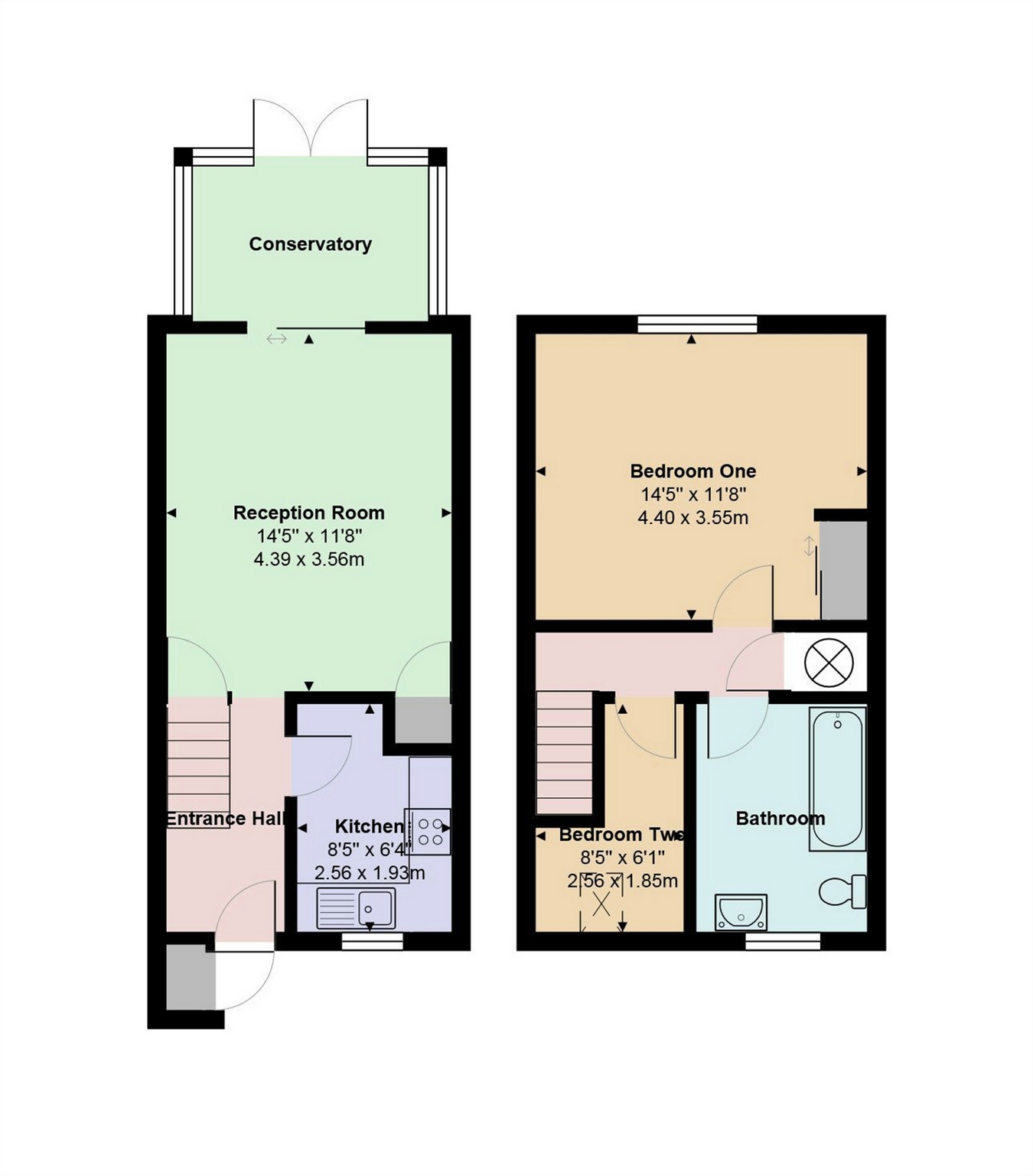 2 Bedrooms Terraced house to rent in Stepgates, Chertsey, Surrey KT16