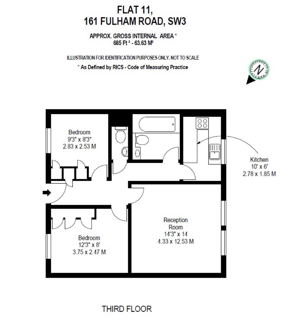 Flat 11, 161 Fulham Road, South Kensington floorplan