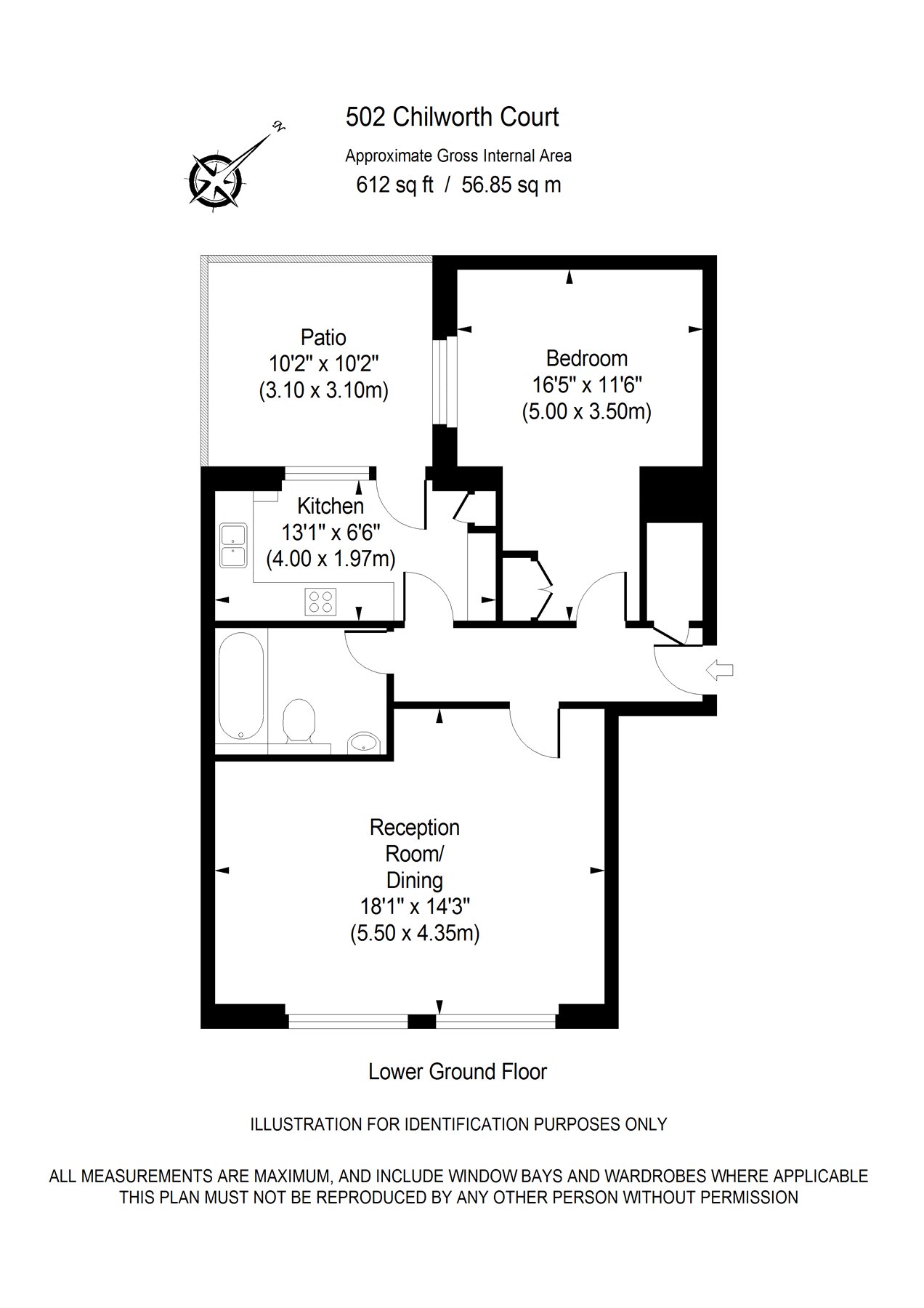 502, Chilworth Court, London floorplan