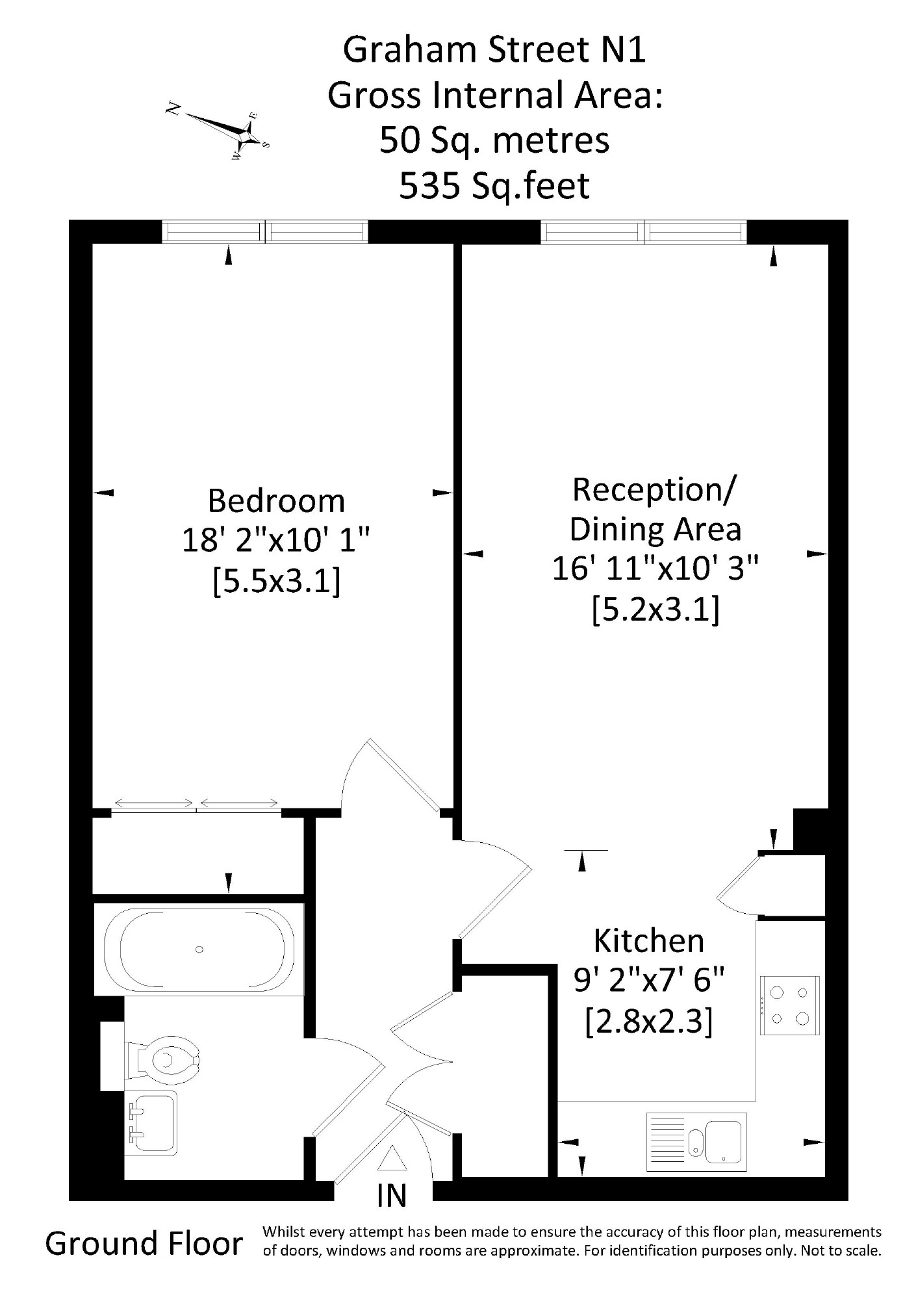 1 Bedrooms Flat to rent in Graham Street, London N1