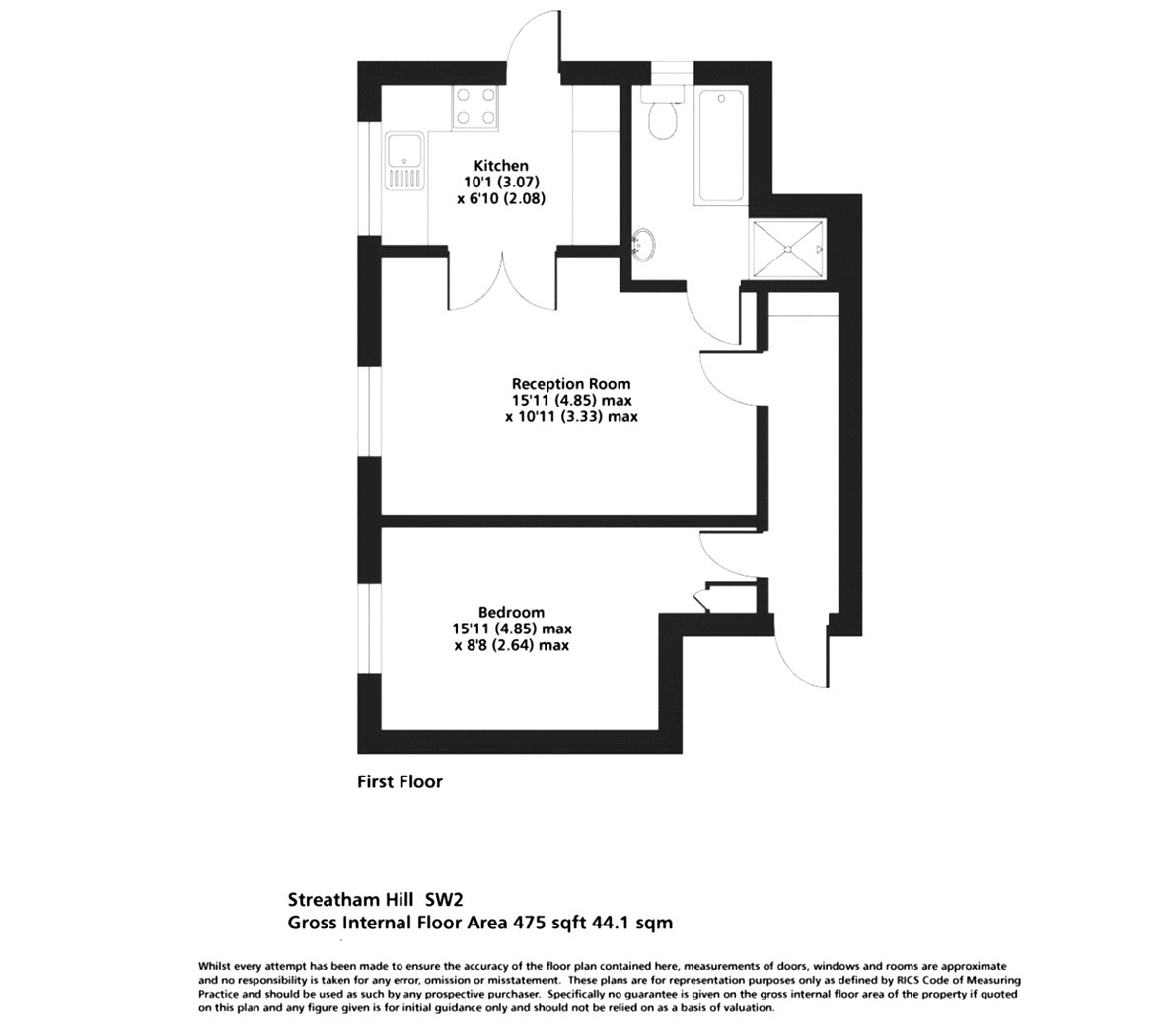 Flat 2A, Telford Court,, Streatham Hill, London floorplan