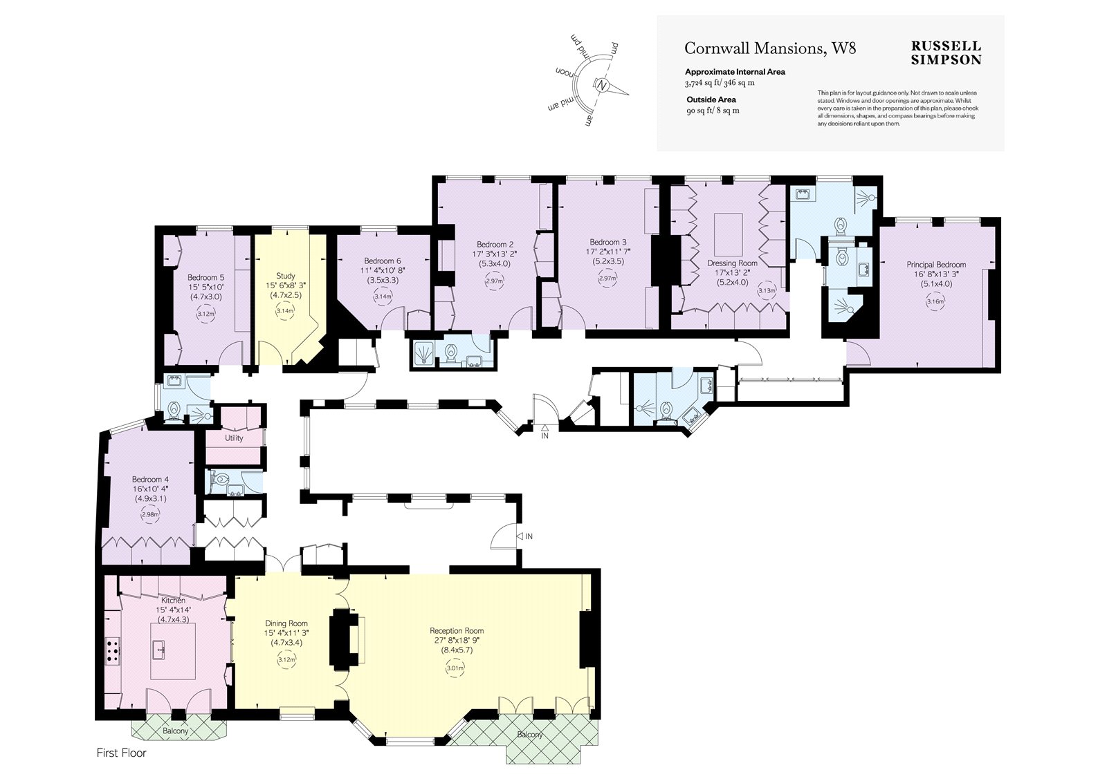 Flat 6 and 8,, Cornwall Mansions, Kensington floorplan