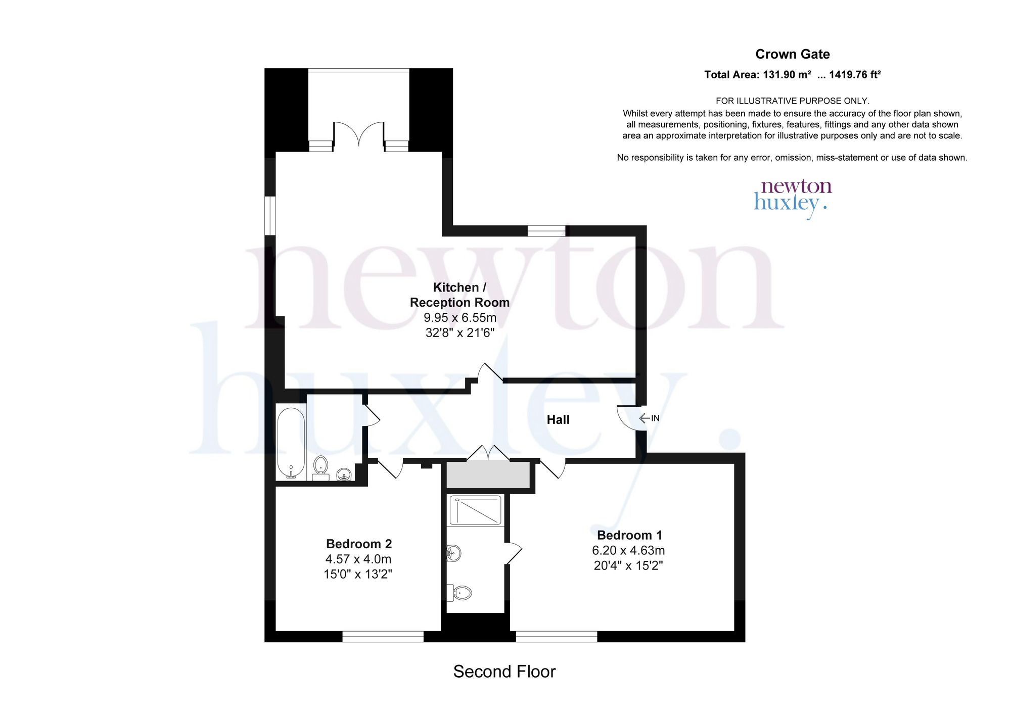 Flat 12, Crown Gate, Church Road, Claygate floorplan