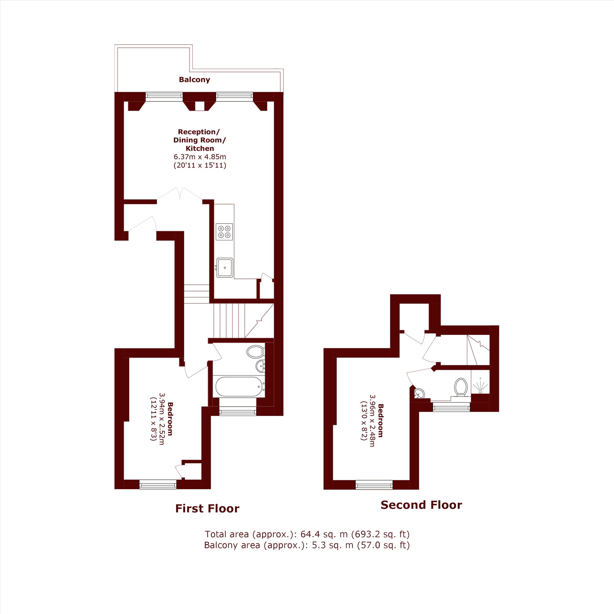 Flat 3, 16, Monmouth Road, London floorplan