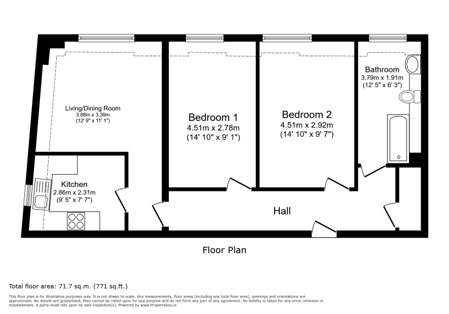 Flat 14, Five-O-One, Bournemouth floorplan