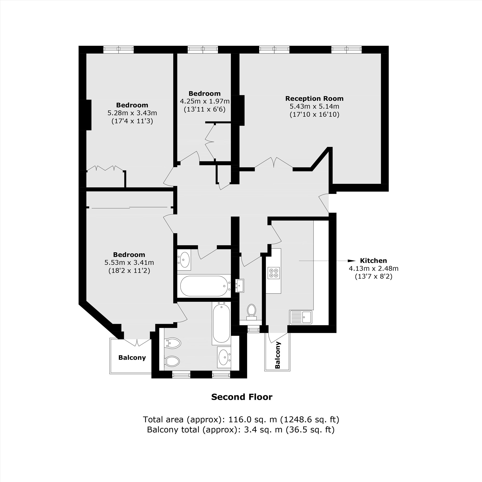 Flat 5, 199, Sussex Gardens, London floorplan