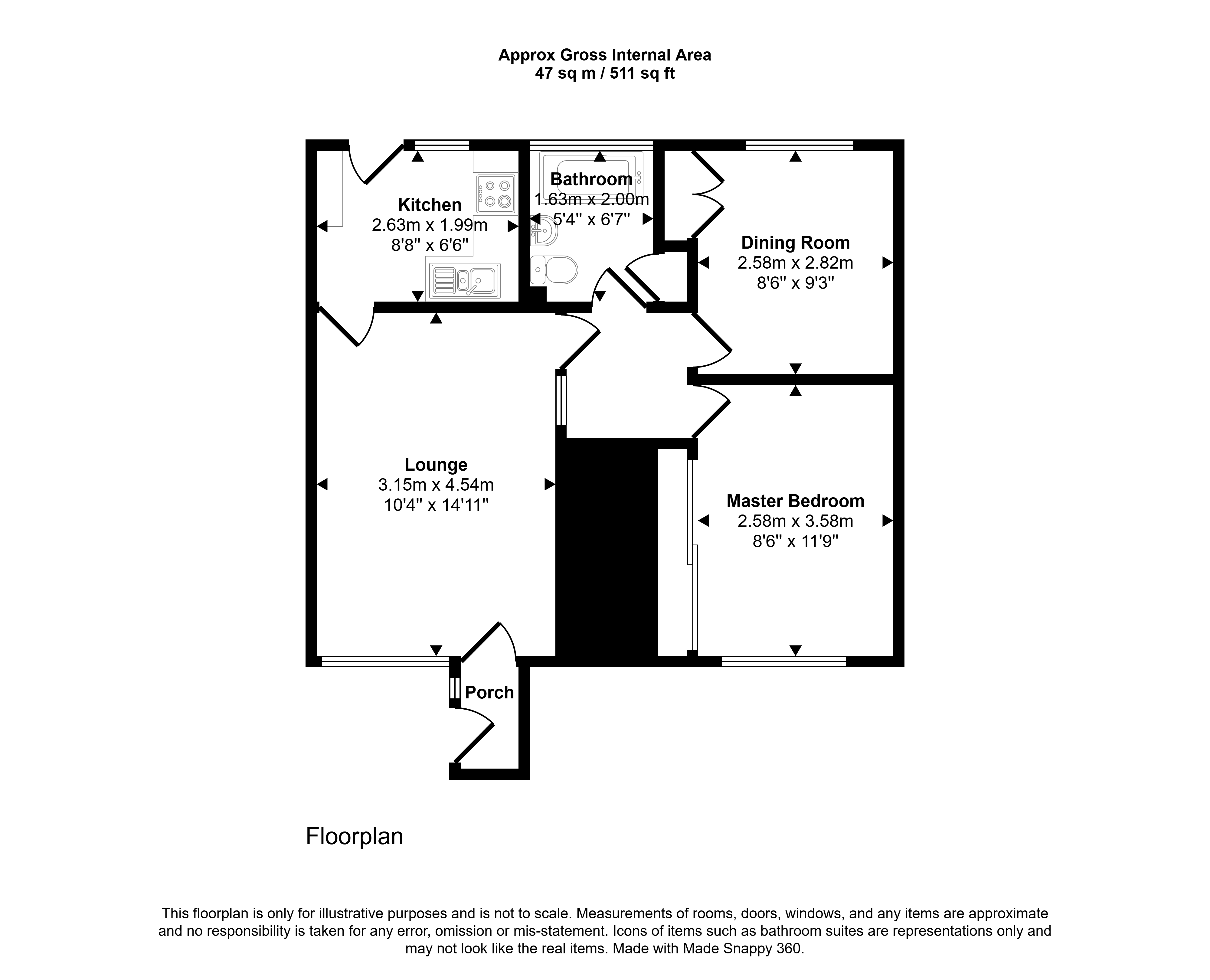 42, Highfield Drive, Ashington floorplan