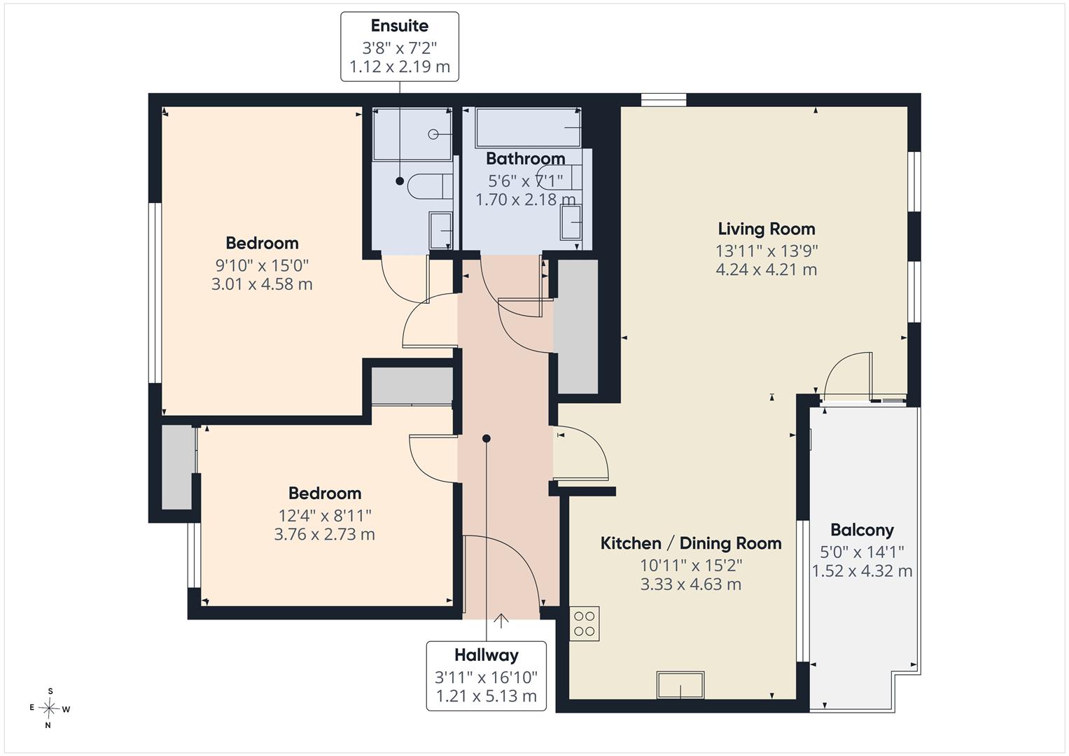 Flat 5 East Cliff House, 5, Highland Road, Purley floorplan