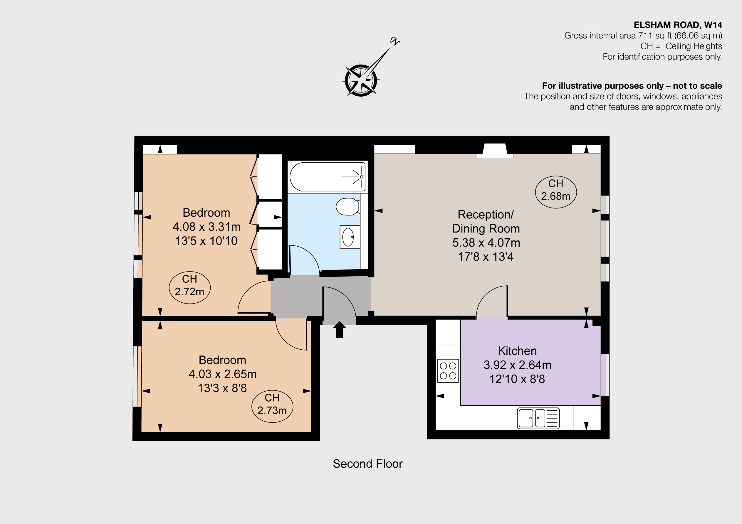 Flat D, 59, Elsham Road, London floorplan