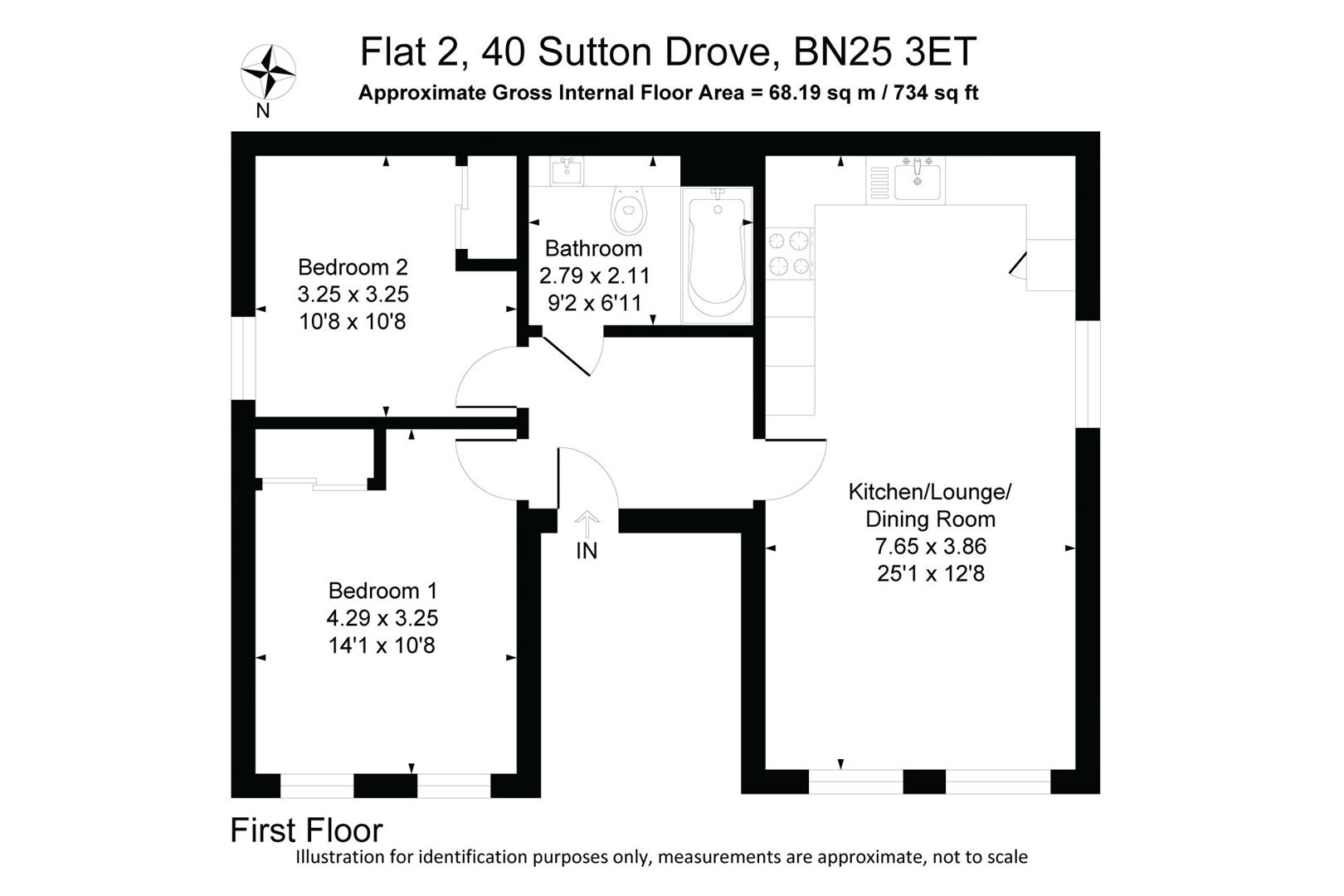 Flat 2, 40, Sutton Drove, Seaford, East Sussex,, Seaford floorplan