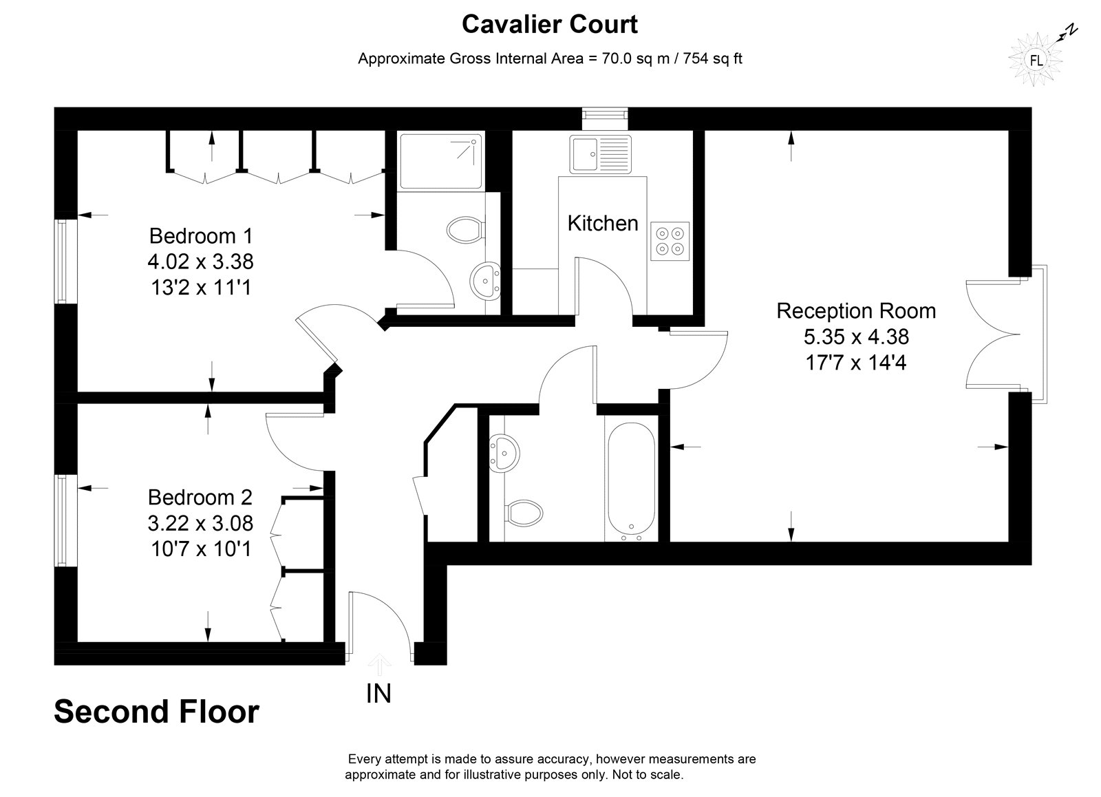 Flat 10, Cavalier Court, 14, St. Marks Road, Teddington floorplan