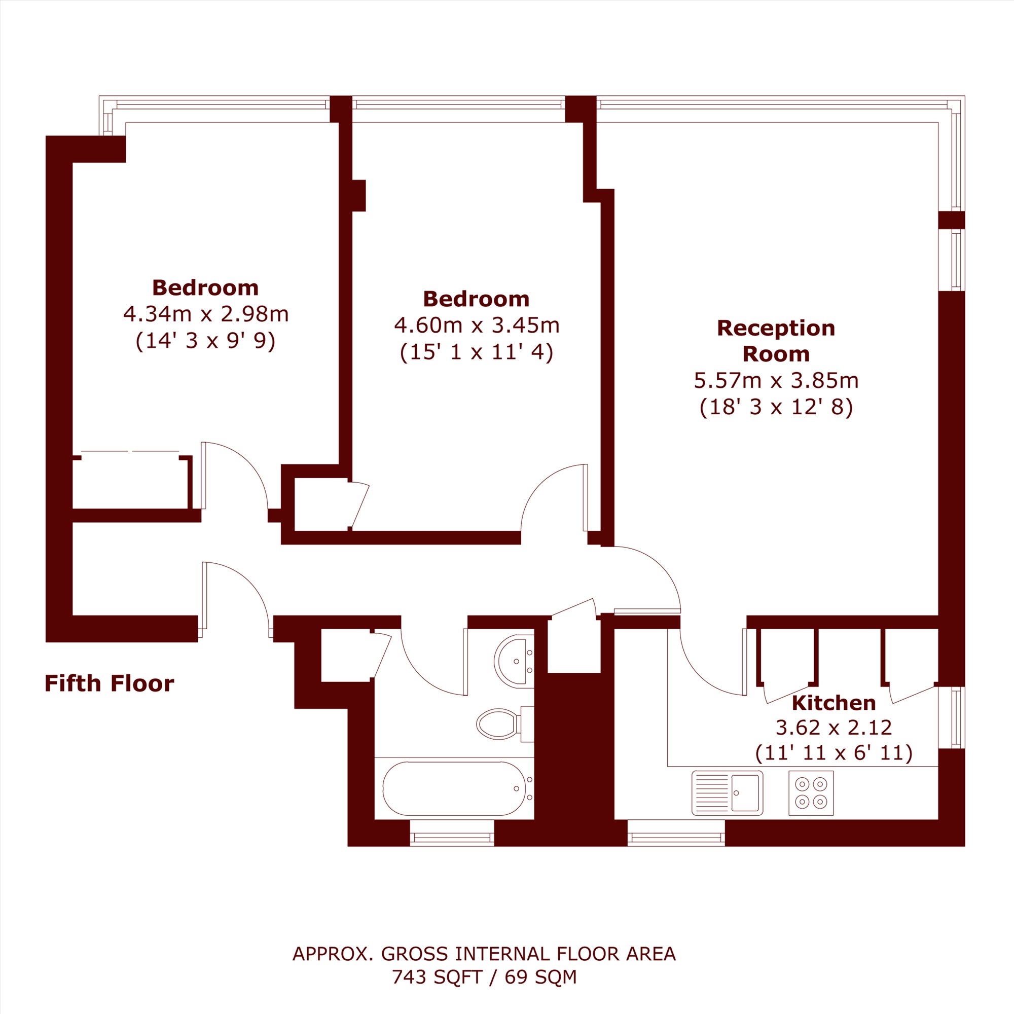 Flat 18, The Towers, Lower Mortlake Road, Richmond floorplan