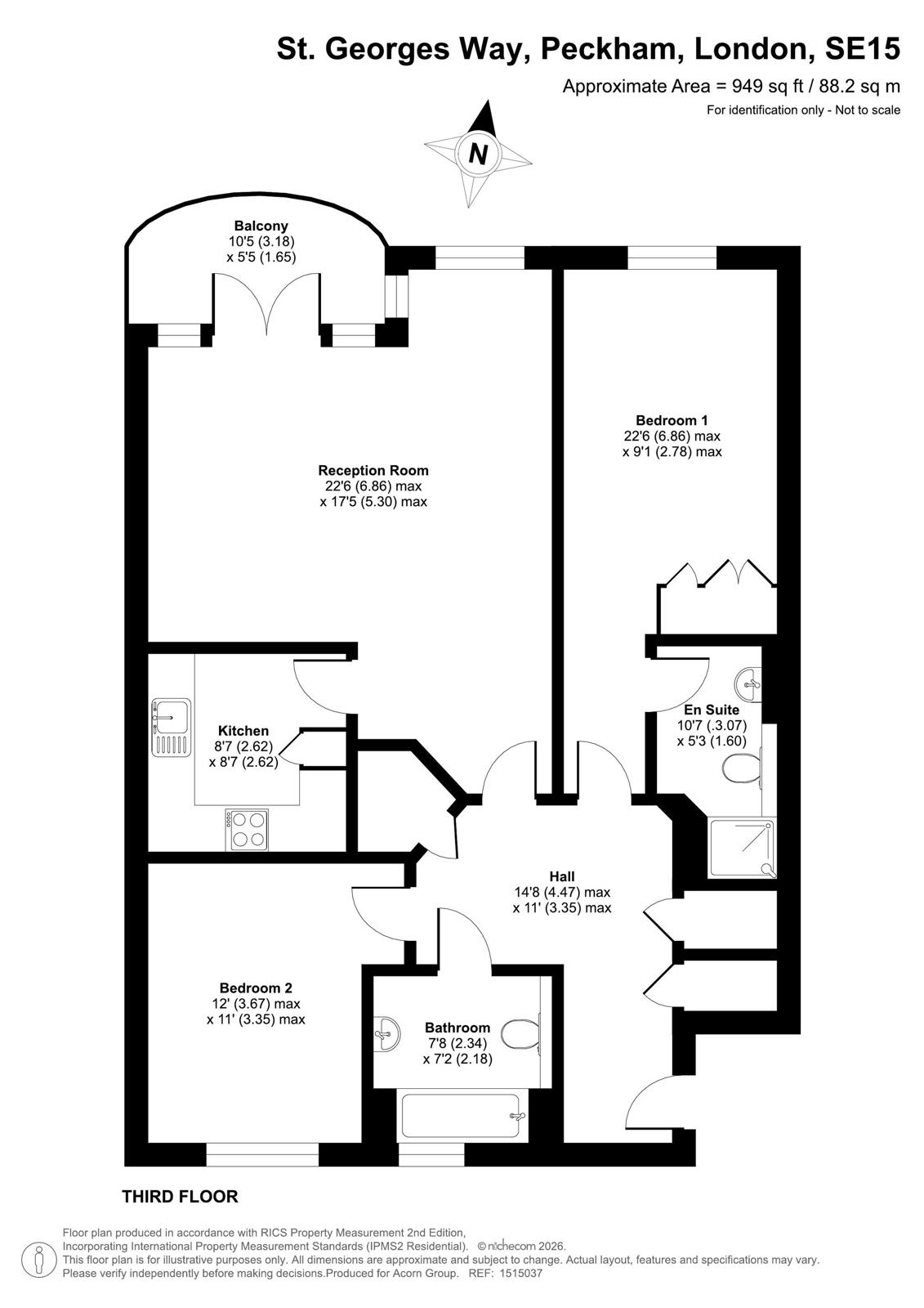 Flat 69, 64, St. Georges Way, London floorplan