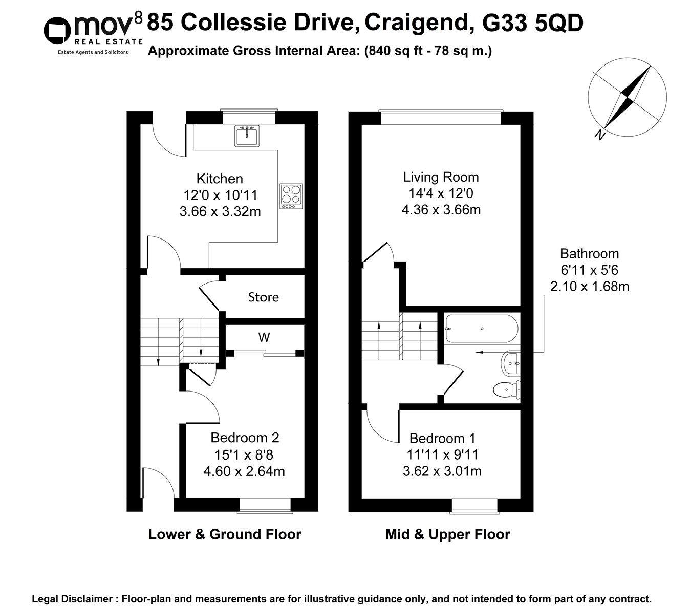 Collessie Drive, Craigend, Glasgow G33, 2 bedroom terraced house for