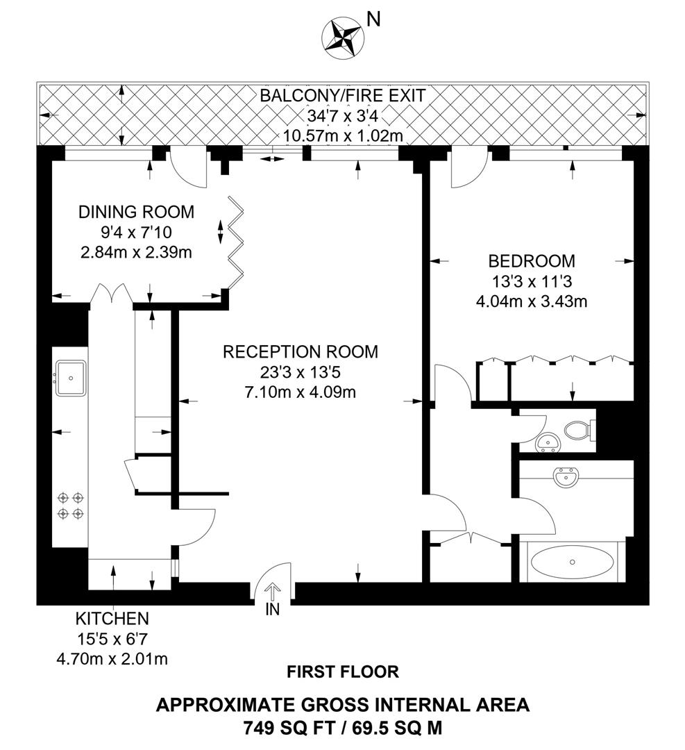 Flat 104, Mountjoy House, London floorplan