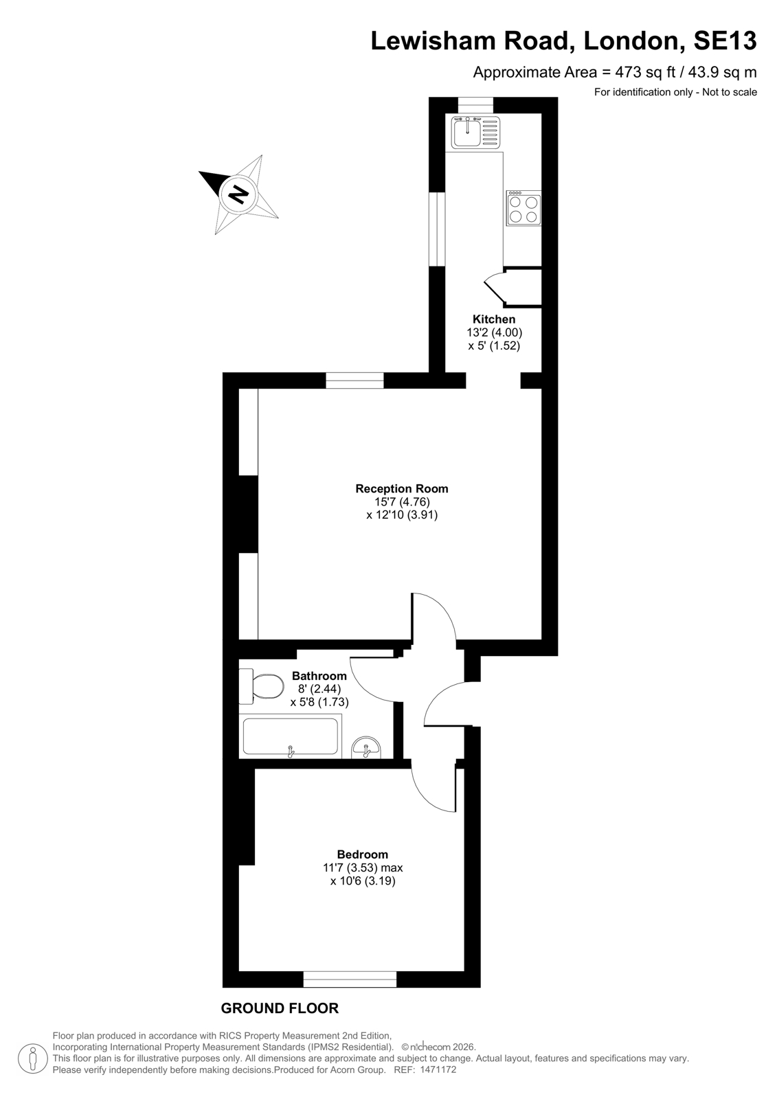 Flat 1, 153, Lewisham Road, London floorplan