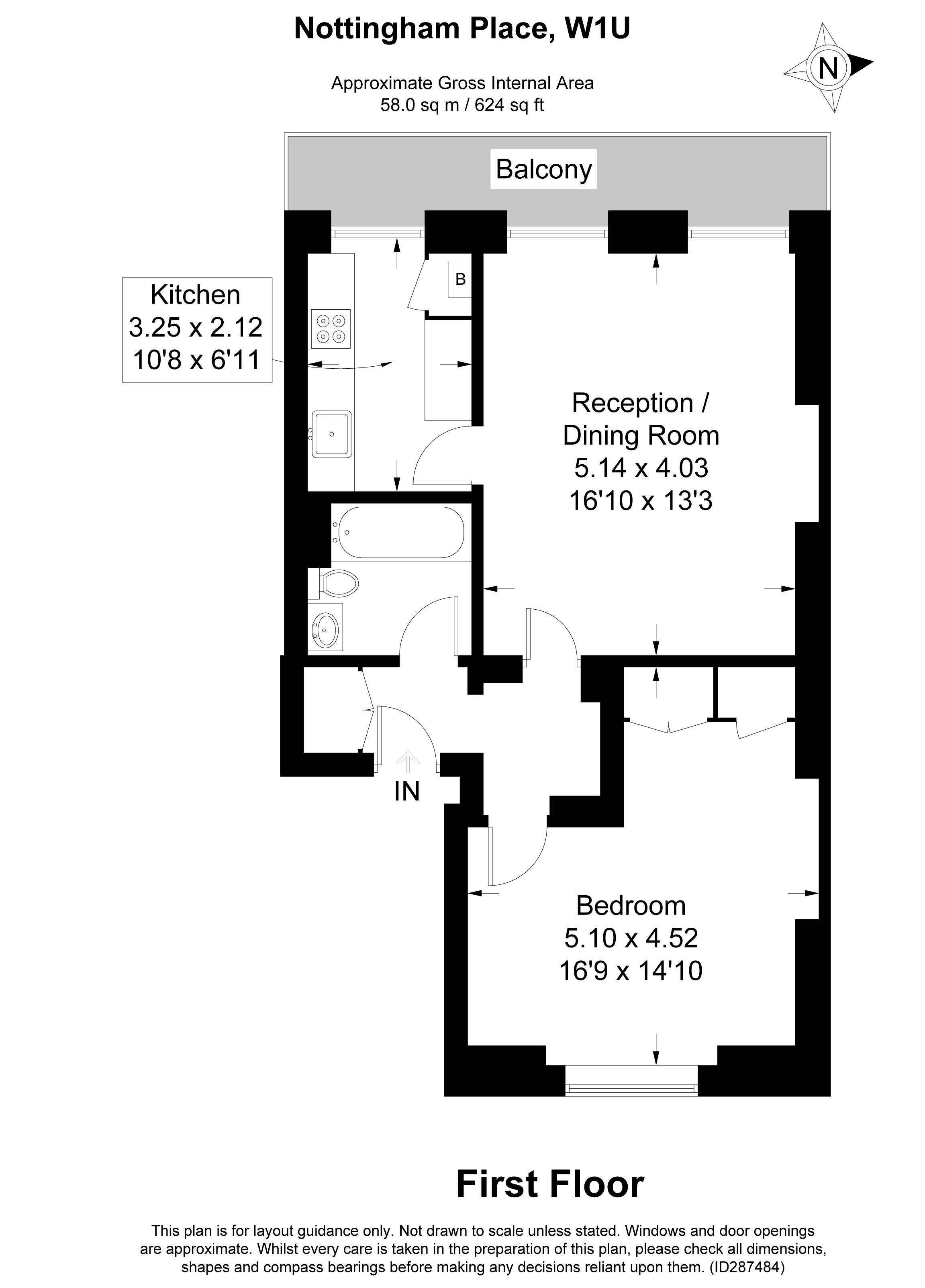 Flat 2, 26, Nottingham Place, Marylebone floorplan