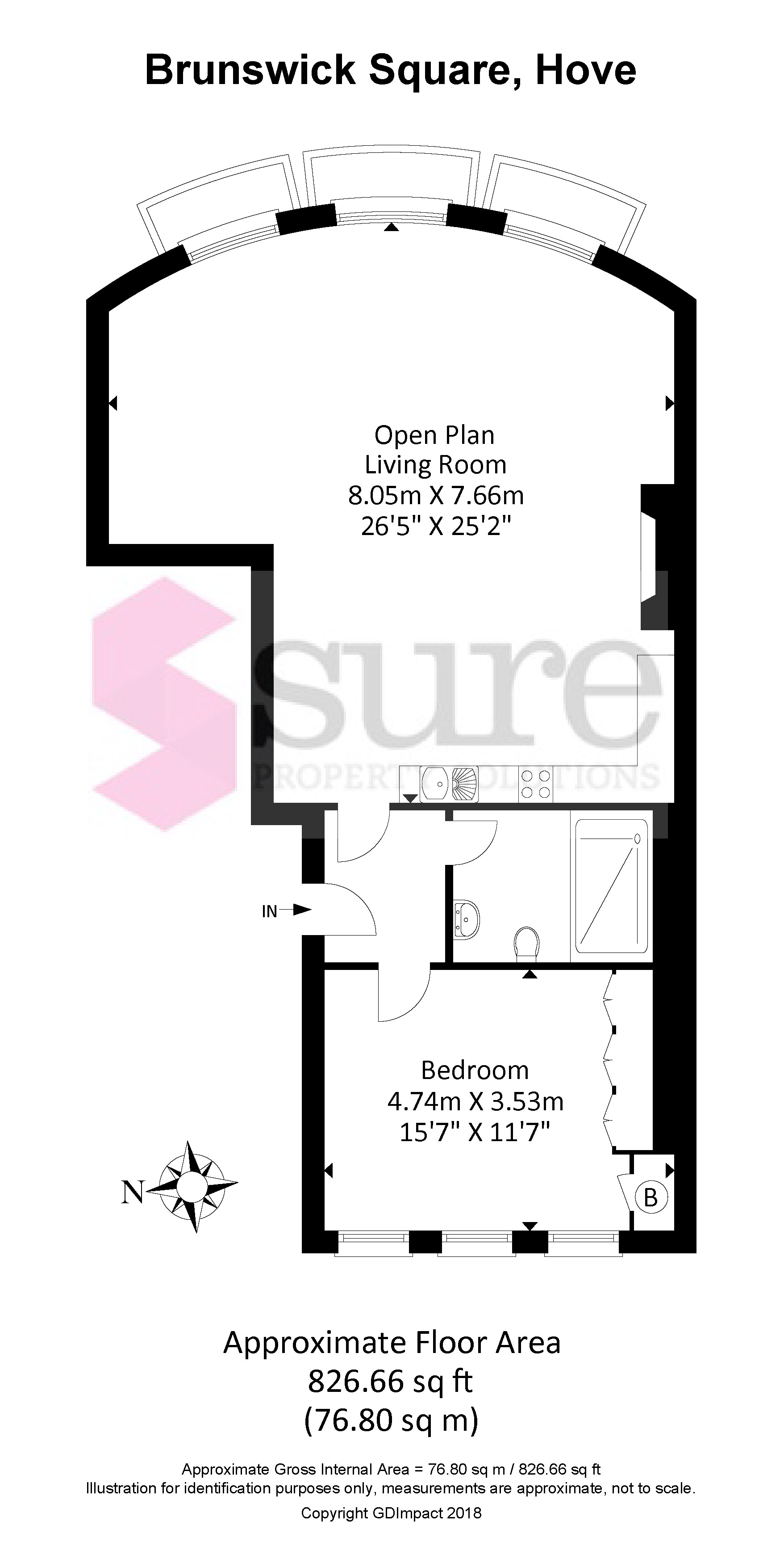 1 Bedrooms Flat to rent in Brunswick Square, Hove, Hove BN3