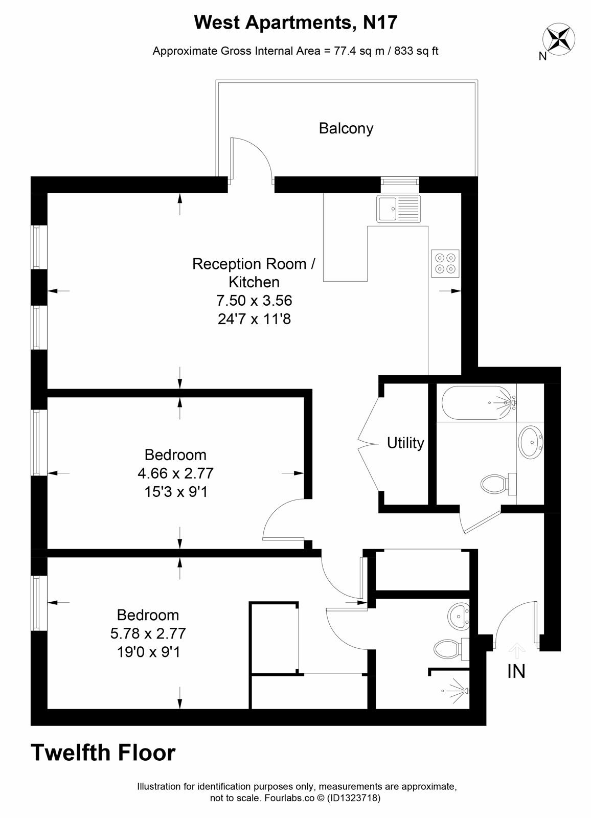 Apartment A125 West Apartments, 2 Ashley Road, London floorplan