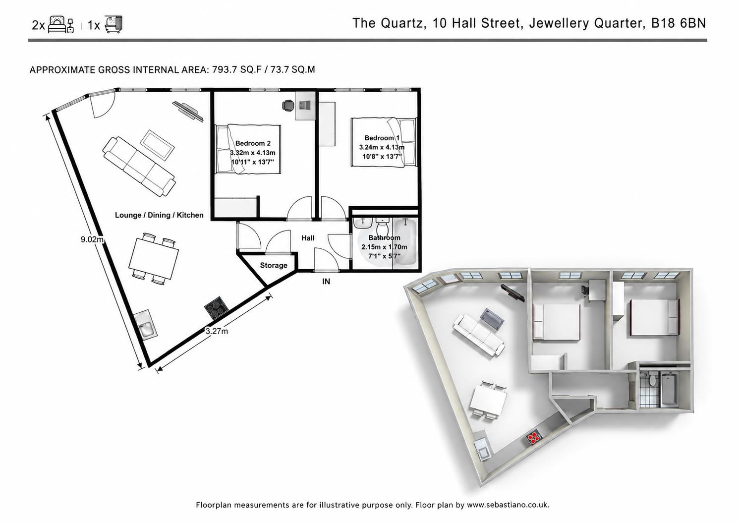 58, Quartz, Birmingham floorplan