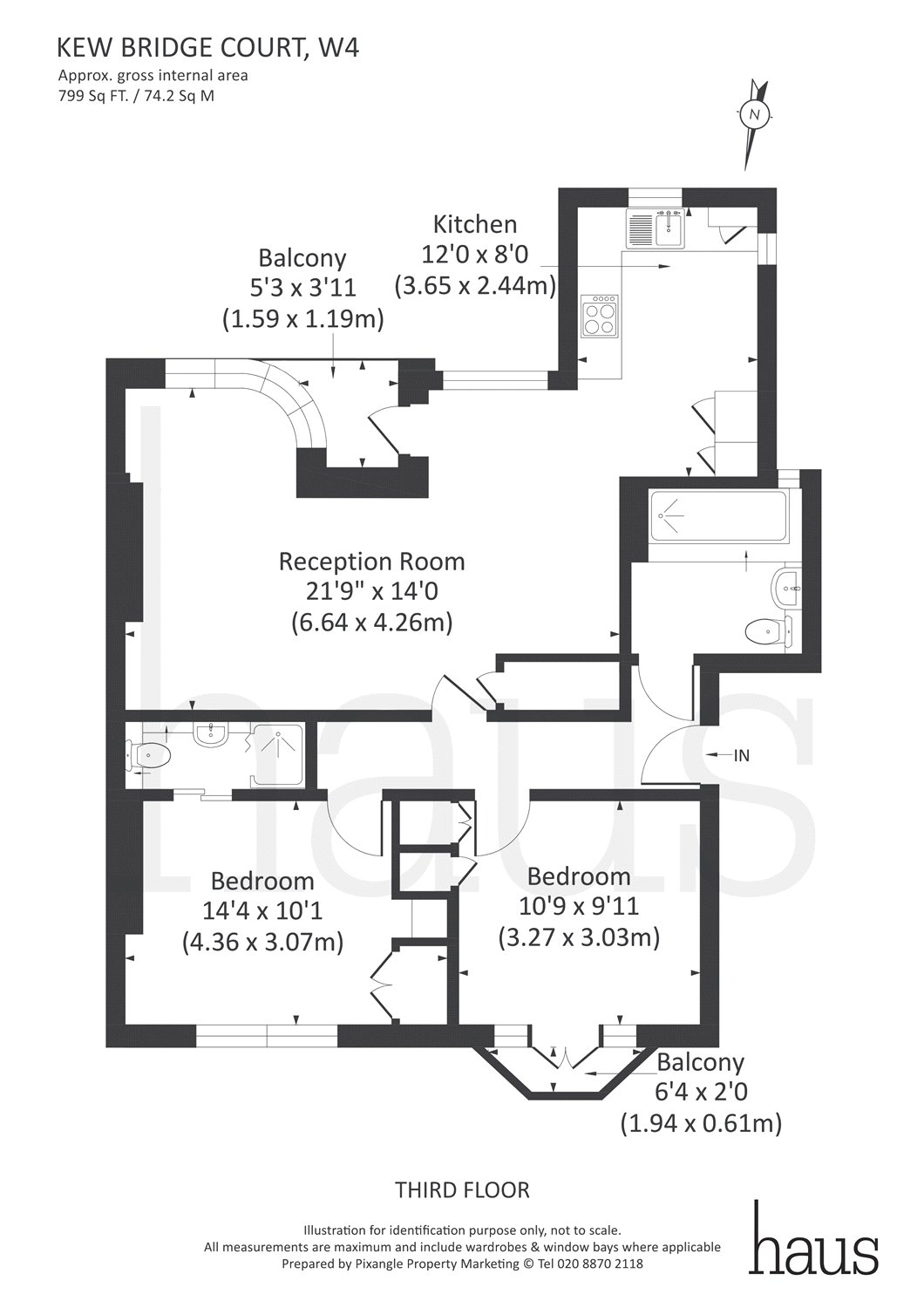 2 Bedrooms Flat to rent in Kew Bridge Court, Chiswick High Road, London W4