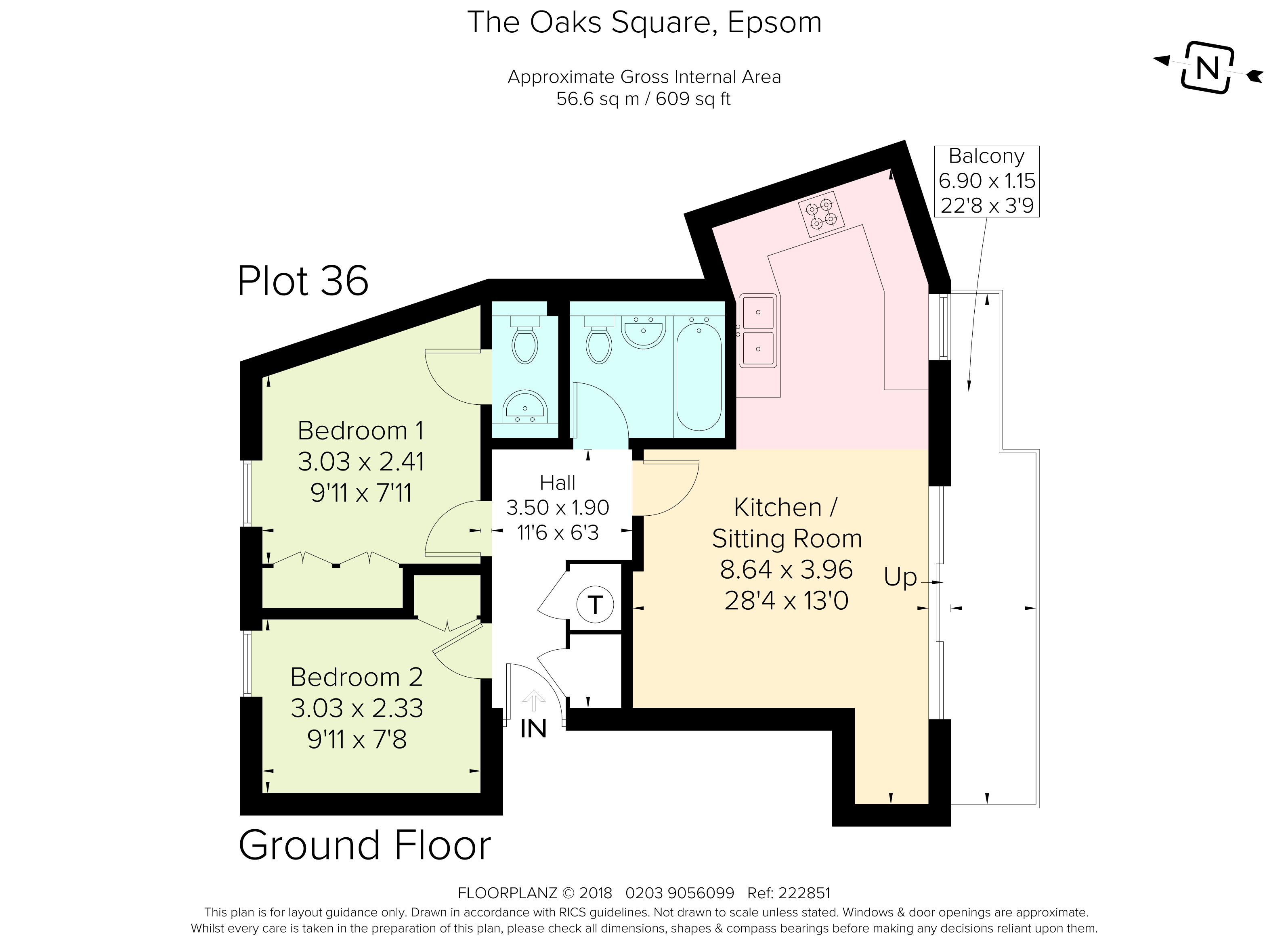 2 Bedrooms Flat to rent in The Oaks Square, Epsom KT19