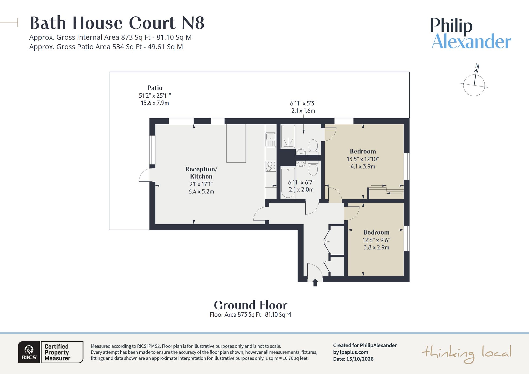 Flat 6, Bath House Court Miles Road, London floorplan