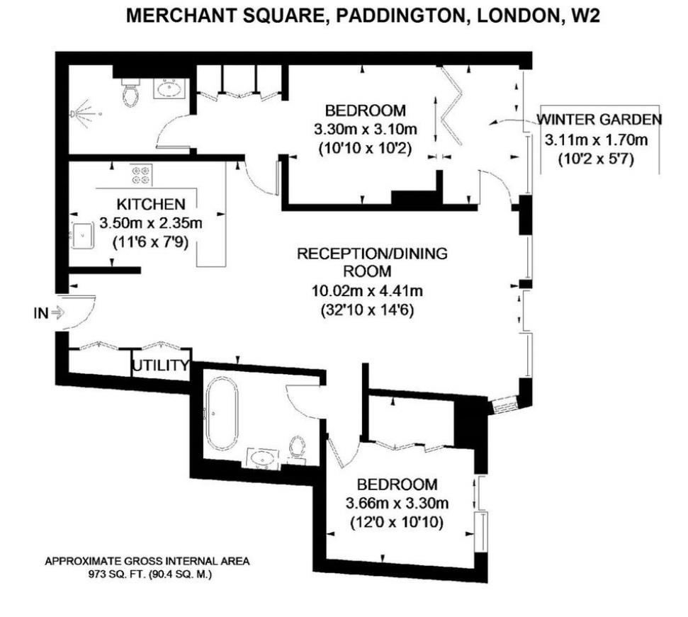 Apartment 1105, 3, Merchant Square, London floorplan